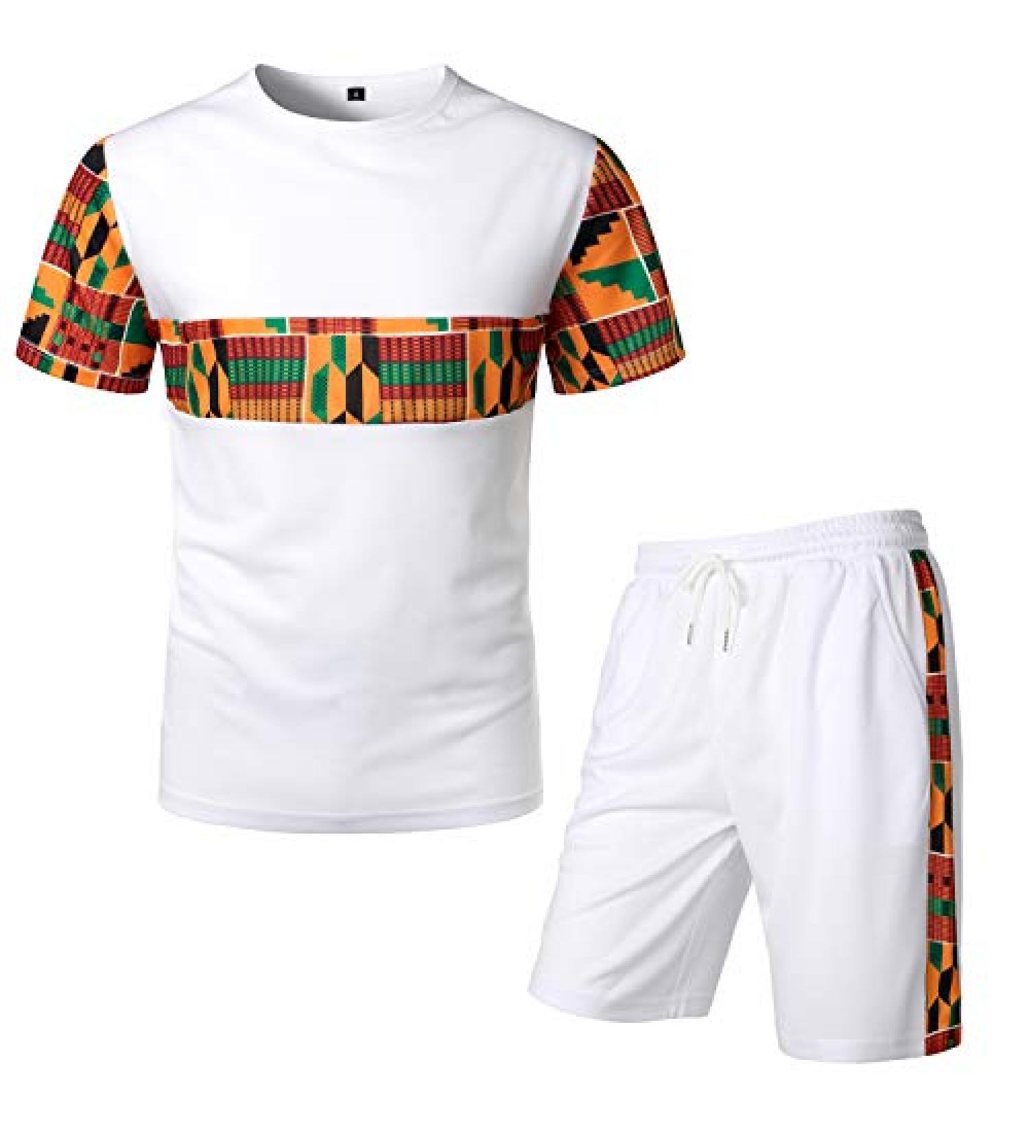 LucMatton Men's African Dashiki Sports Mesh Tracksuit Set - White - XX-Large - Buy Online on GoSupps.com