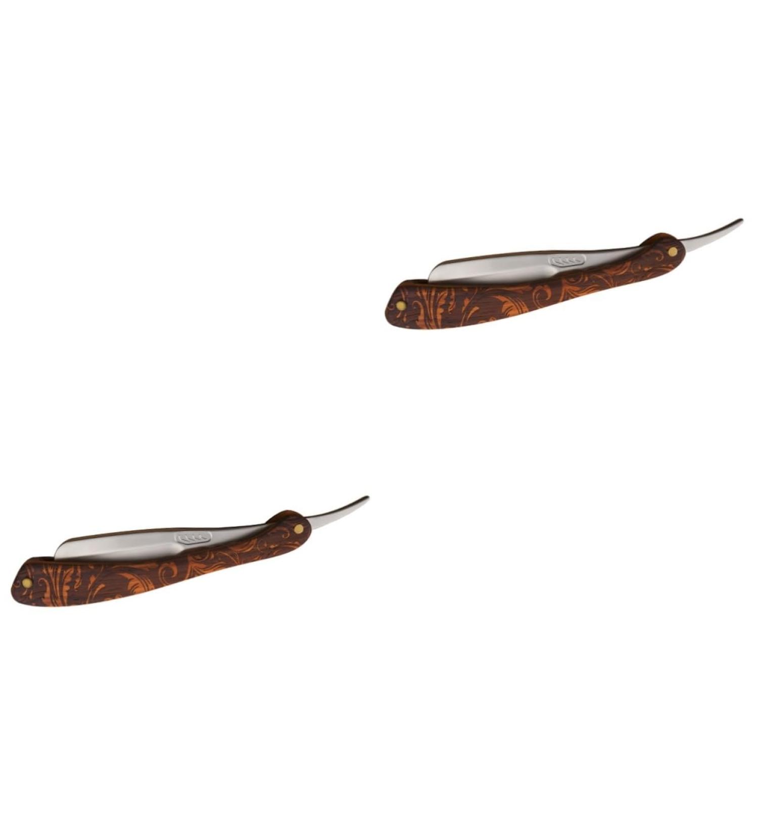 Frcolor Stainless Steel Folding Razor Set - 2 Pieces Hairdressing Blades & Blade Holder for Daily Beard Grooming - Buy Online on GoSupps.com