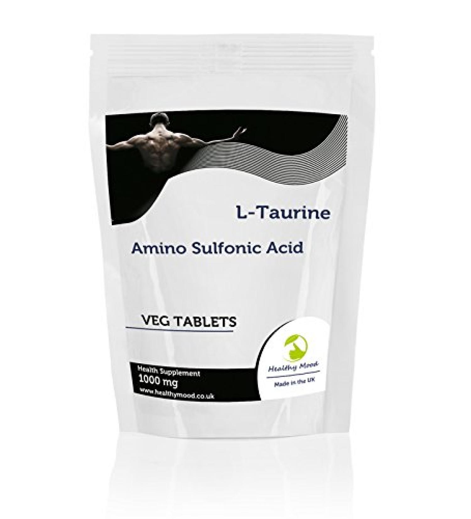 L-Taurine 1000mg 30 Veg Tablets - Amino Acid Supplement for Healthy Mood and Nutritional Support - Buy Online on GoSupps.com