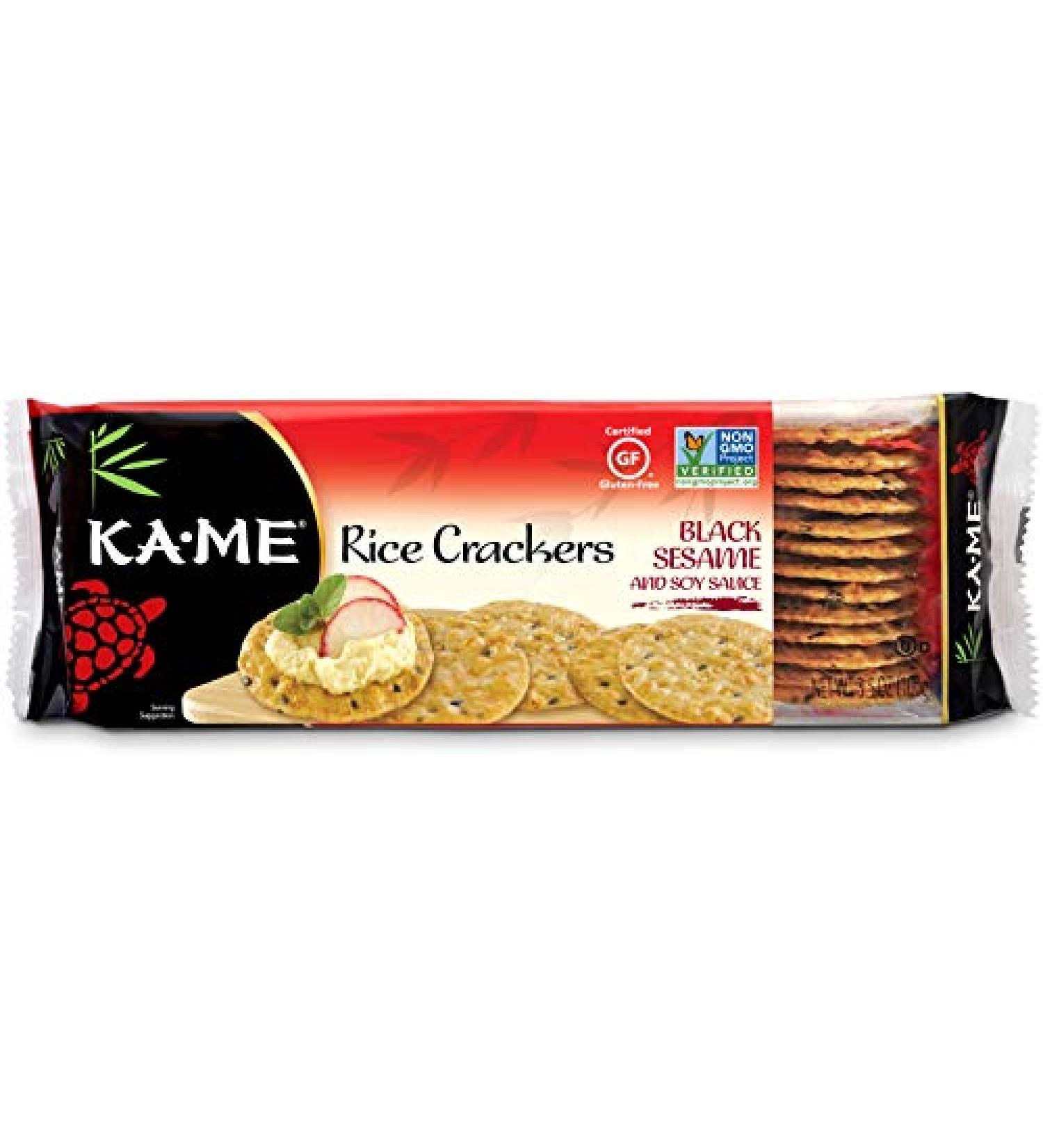 Ka-Me Gluten Free Rice Crackers - Black Sesame & Soy (Pack of 12) | Healthy Snack - Buy Online on GoSupps.com