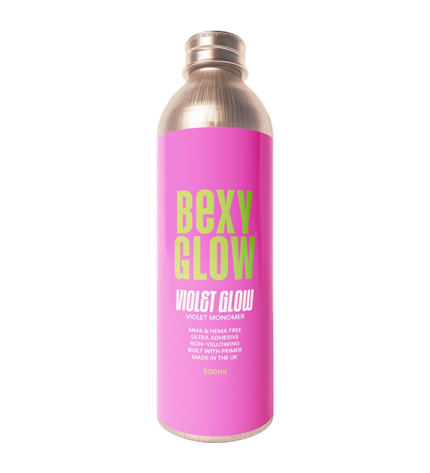 BEXY GLOW VIOLET GLOW 500ML - Acrylic Liquid Violet Monomer Acrylic Monomer Liquid Professional MMA-Free HEMA-Free Monomer Non-Yellowing Formula - 8.45OZ