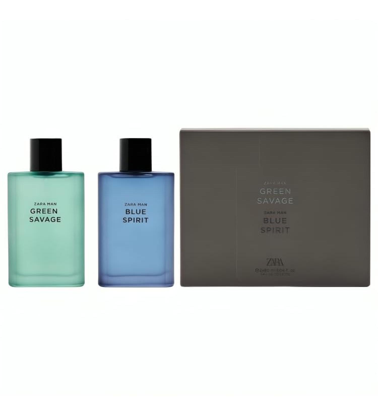 Zara Man Green Savage + Blue Spirit Cologne for Men Fragrance Set EDT Eau De Toilette 2x 90 ML (3.04 FL OZ) - Buy Online on GoSupps.com