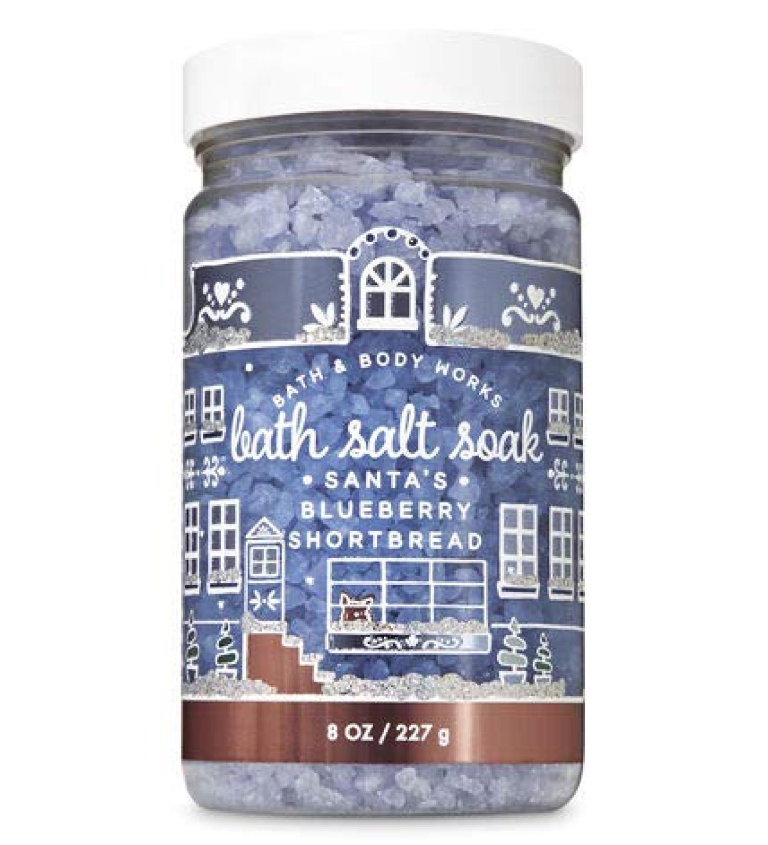 Bath and Body Works Santa's Blueberry SHORTBREAD Bath Salt Soak - Full Size