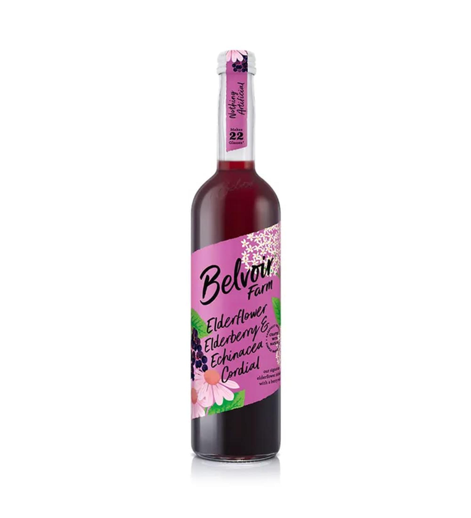Belvoir Farm Elderflower Elderberry and Echinacea Cordial 500ml Bottle Purple 500 ml (Pack of 1)