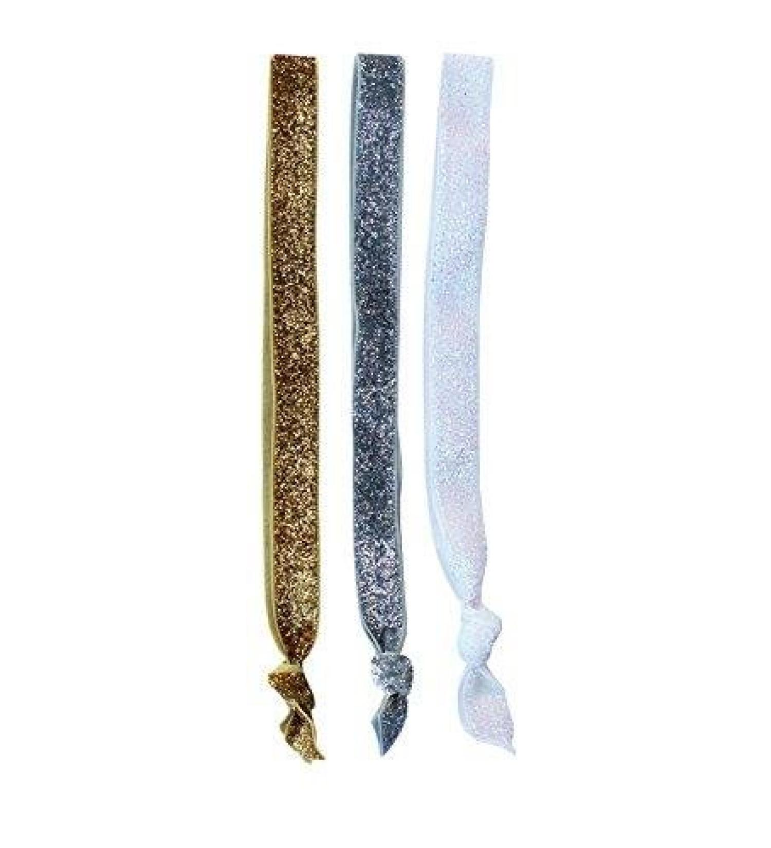 3 Glitter Head Bands - HairTyes Hair Ties Fabric No Stretch - Buy Online on GoSupps.com