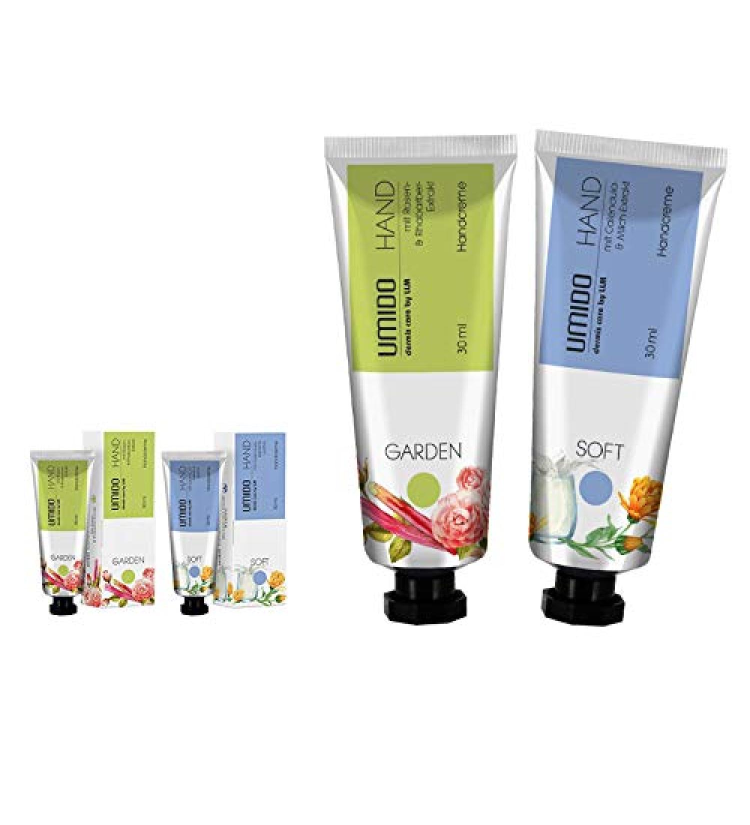 Umido 2 pieces set hand cream set 30 ml |1x rose extract & rhubarb extract |1x calendula extract & milk extract |Without Parabens |Cream |Care cream |Hand lotion |Hand cream mini