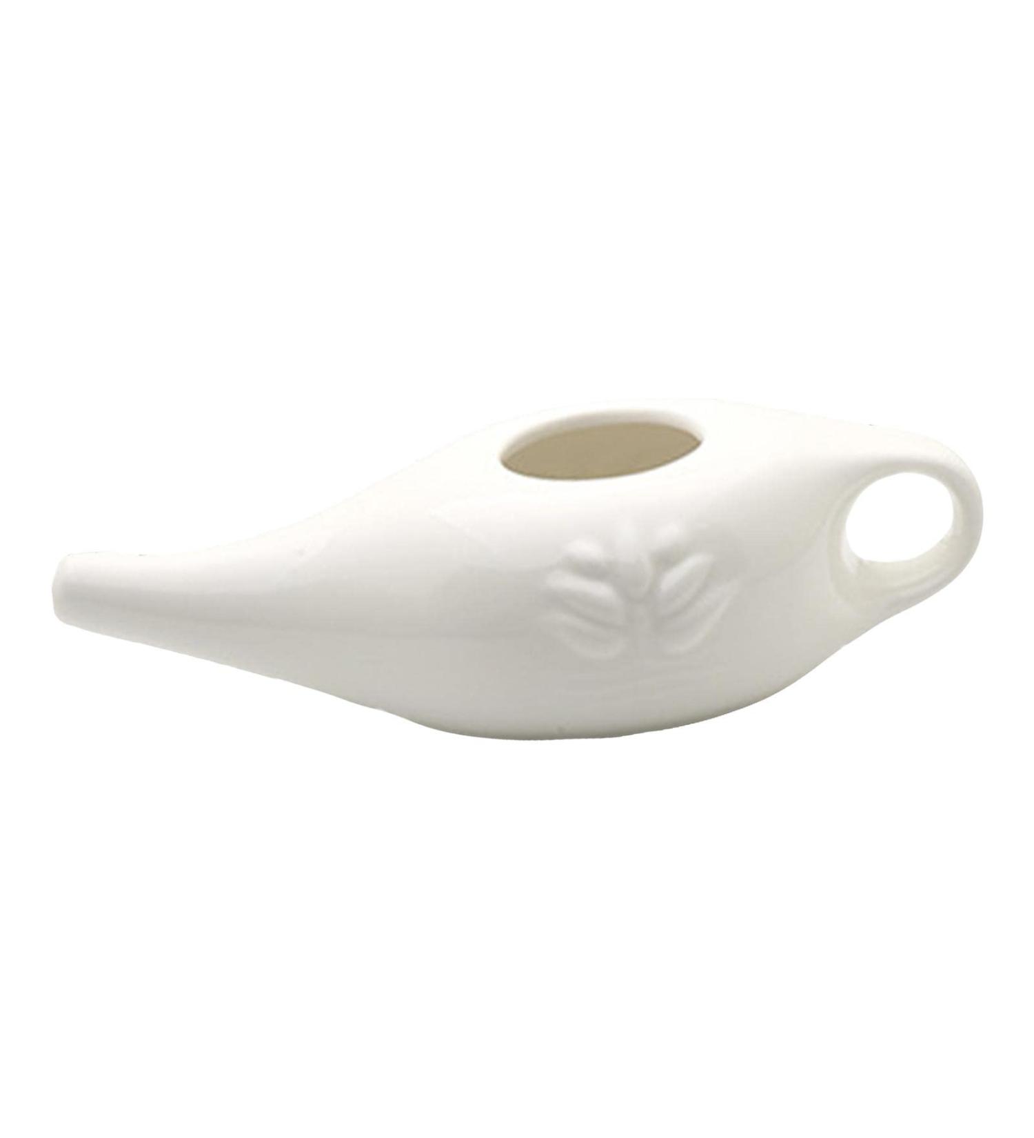 250ml Ceramic Pot Nose Cleaning Pot for Removes Nose Washing White 19x9x6cm - Buy Online on GoSupps.com