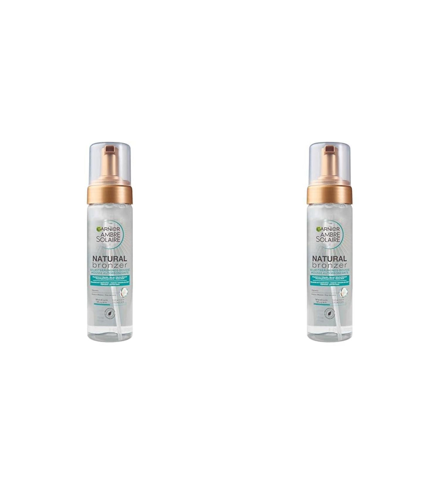 Garnier Self-Tanning Mousse - Nourishing Stain-Free Tan | Ambre Solaire Natural Bronzer 2-Pack (200ml) - International Shipping Available - Buy Online on GoSupps.com