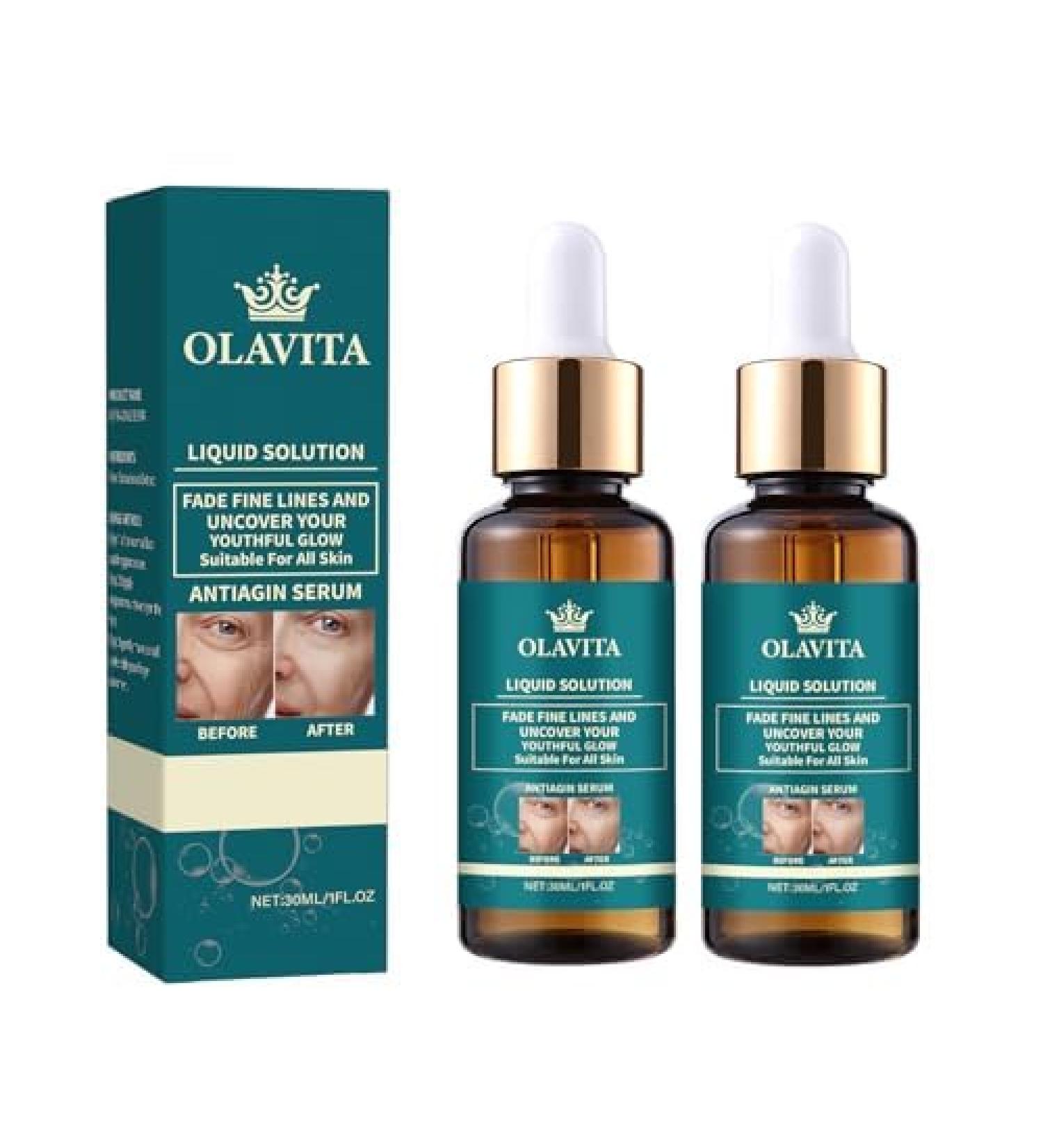Olavita Facial Serum Olavita Liquid Solution Anti Aging Serum Upgraded version Promotes Skin Collagen Production smoothes wrinkles and fine lines (2PCS) - Buy Online on GoSupps.com