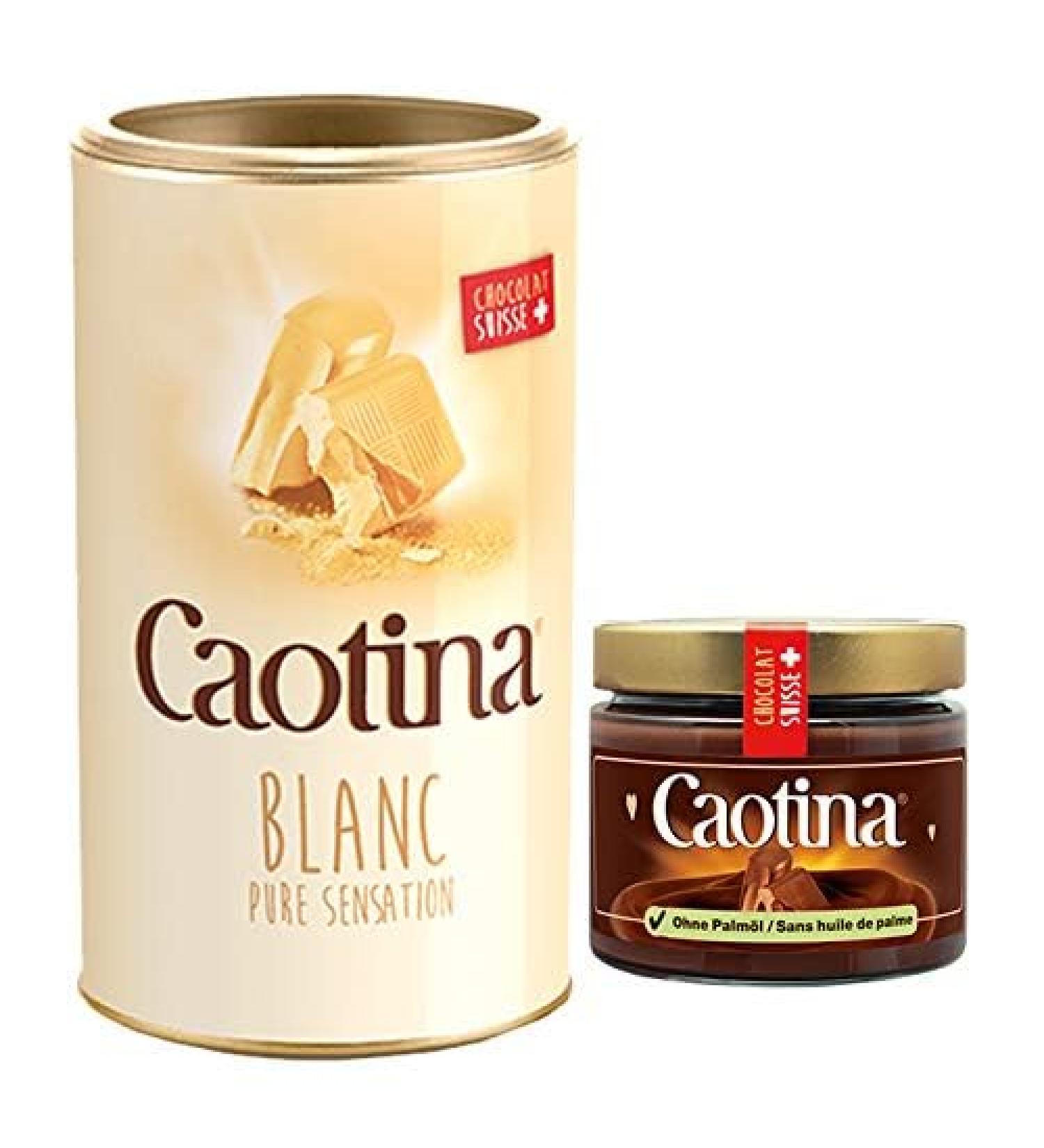 Caotina Blanc Pure Sensation White Drinking Chocolate Powder (1x 500g) et Caotina Original Chocolate Cream Spread (1x300g) qualit suisse durable et certifi  - Buy Online on GoSupps.com