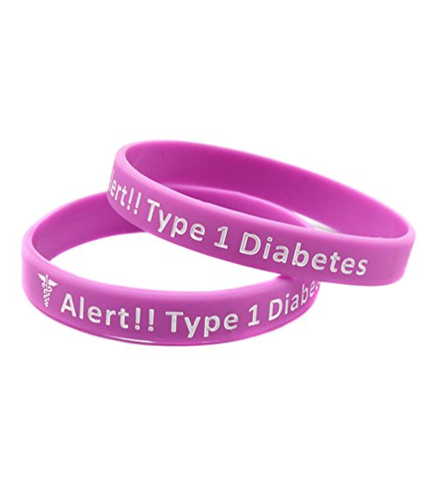 Type 1 Diabetes Diabetic Bracelet Insulin Dependent Medical Alert (Pink)