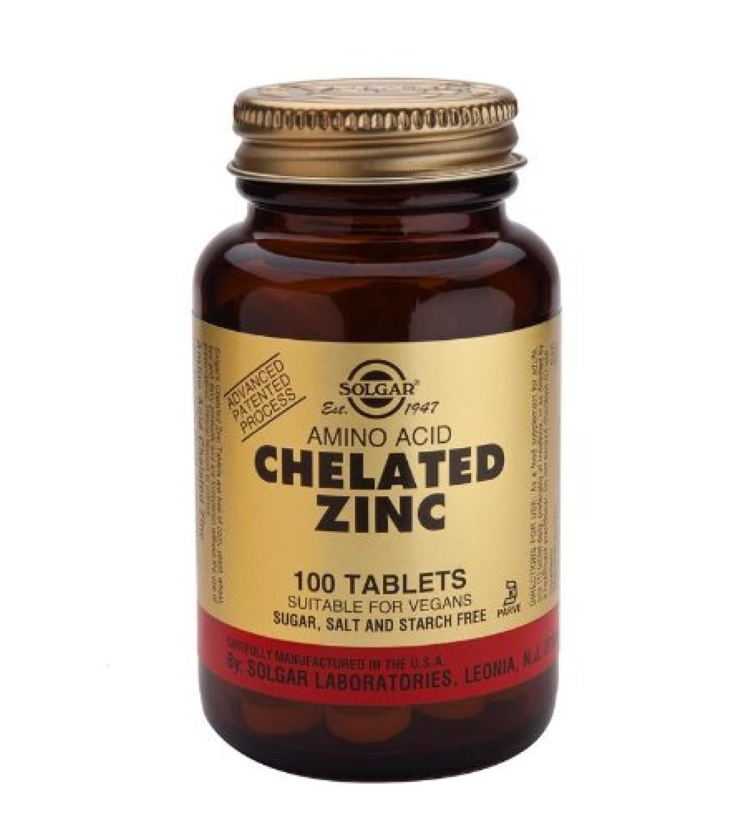 Solgar Chelated Zinc Tablets 100 Tabs