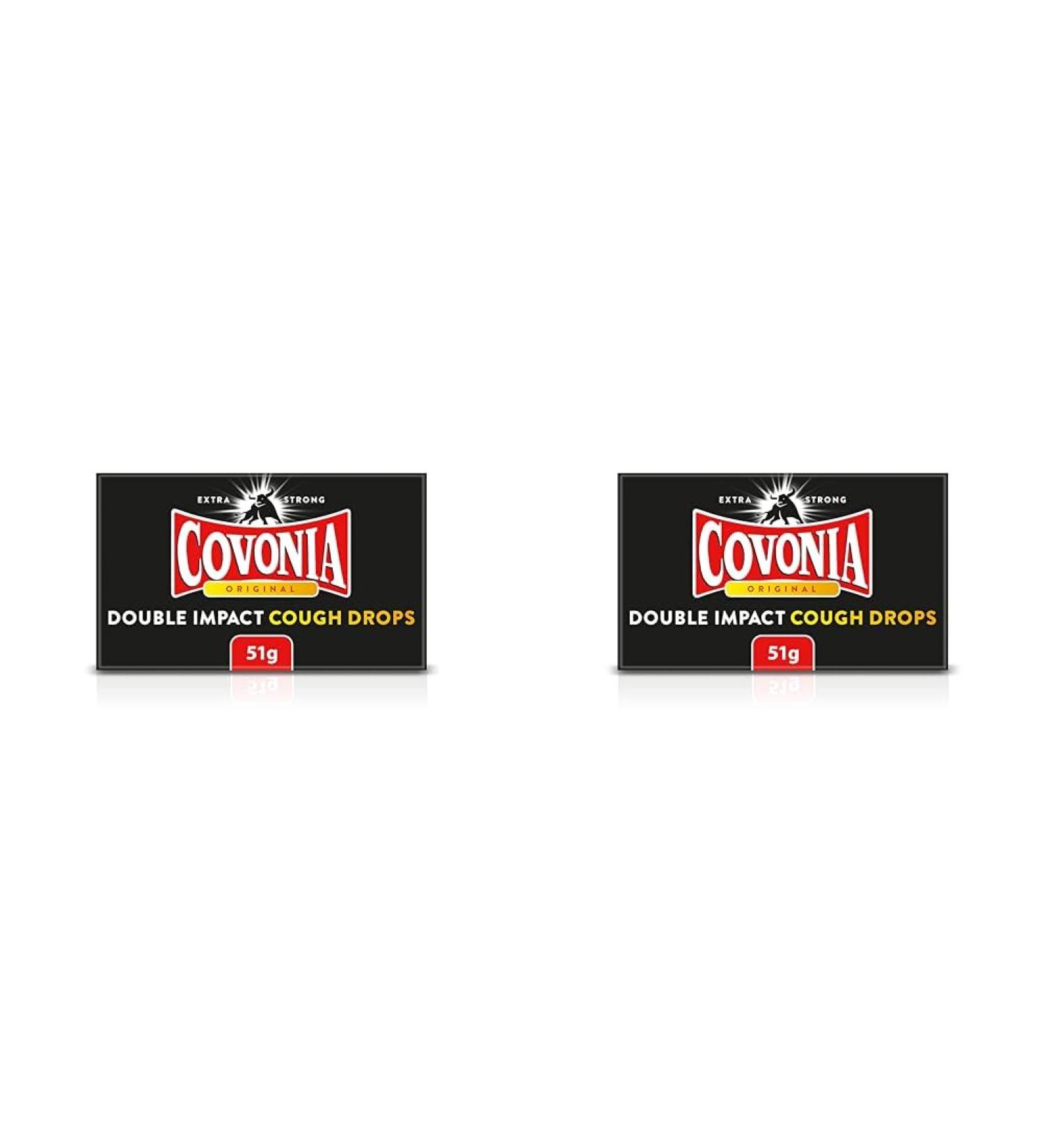 Covonia Double Impact Cough Drops Original 51g Extra Strong Warming Flavour and Menthol Vapour (Pack of 2) - Buy Online on GoSupps.com