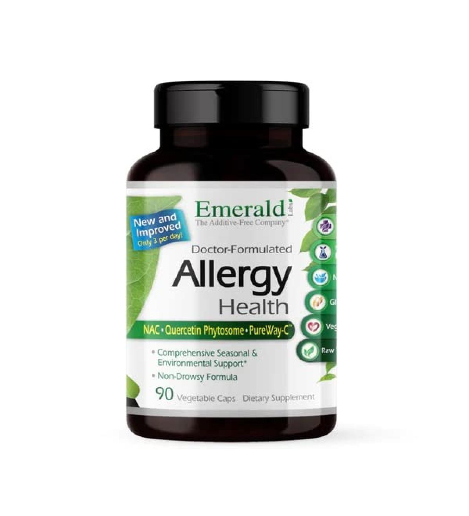 Emerald Labs Allergy Health - Natural Allergy Pills with Vitamin C, Quercetin, and Bromelain - 90 Capsules - Buy Online on GoSupps.com