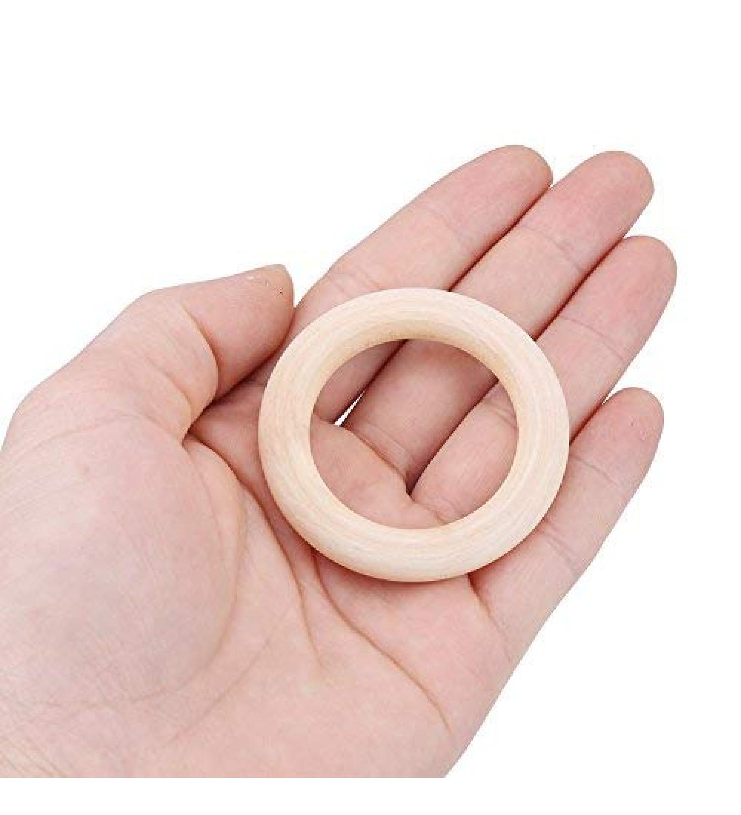 50 Unfinished Natural Wood Rings - 50mm DIY Craft Accessories for Jewelry Bracelets & Garlands - Buy Online on GoSupps.com