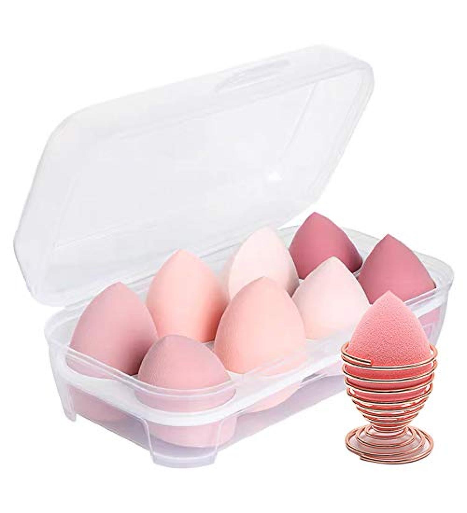 8 Pack Makeup Sponge Set Makeup Puff Beauty Makeup Egg Soft Polyester Makeup Blender Sponges with Sponge Holder (Pink) - Buy Online on GoSupps.com