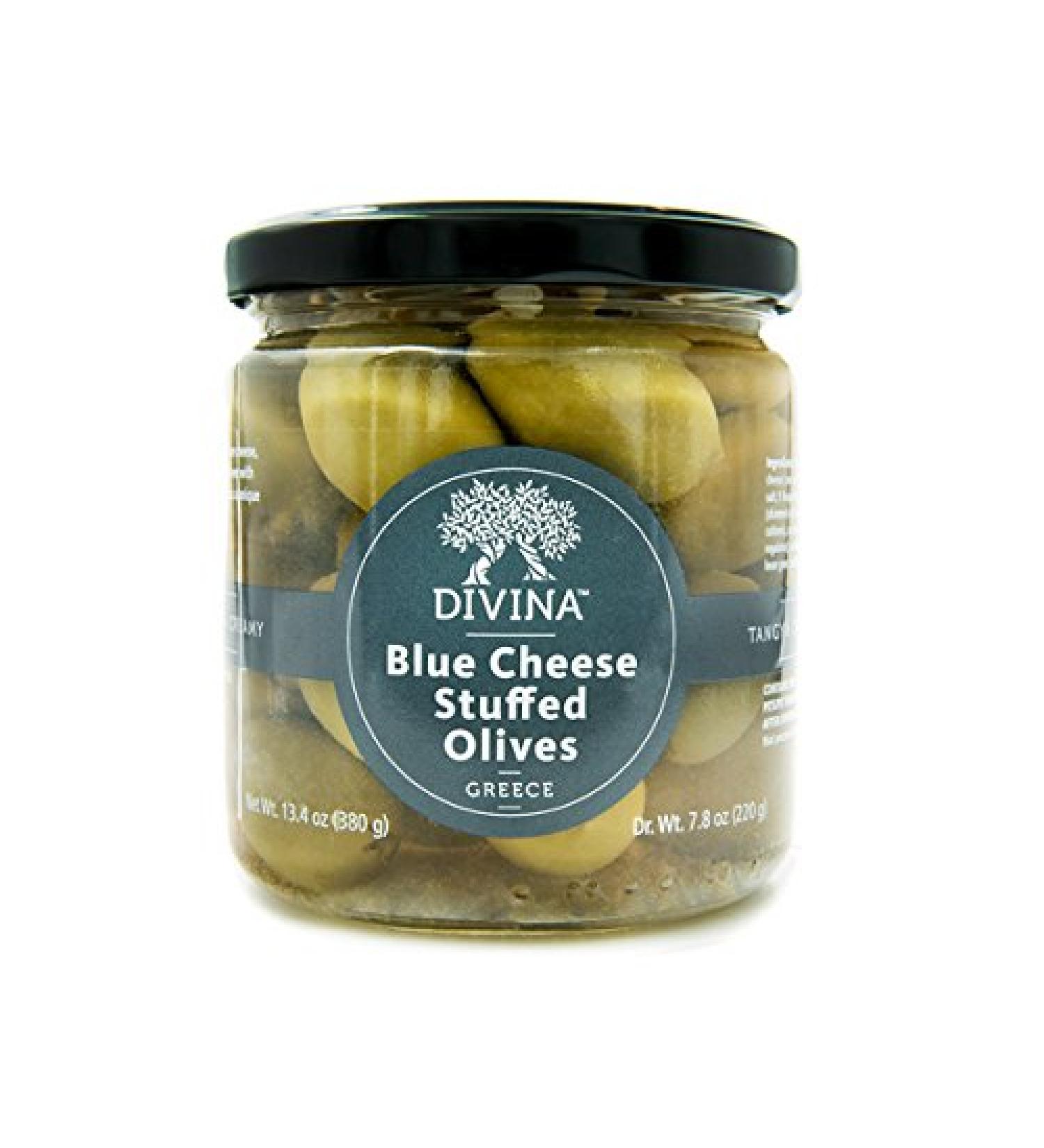 Divina Green Olives Stuffed w/ Blue Cheese, 7.8 oz (Pack of 2)