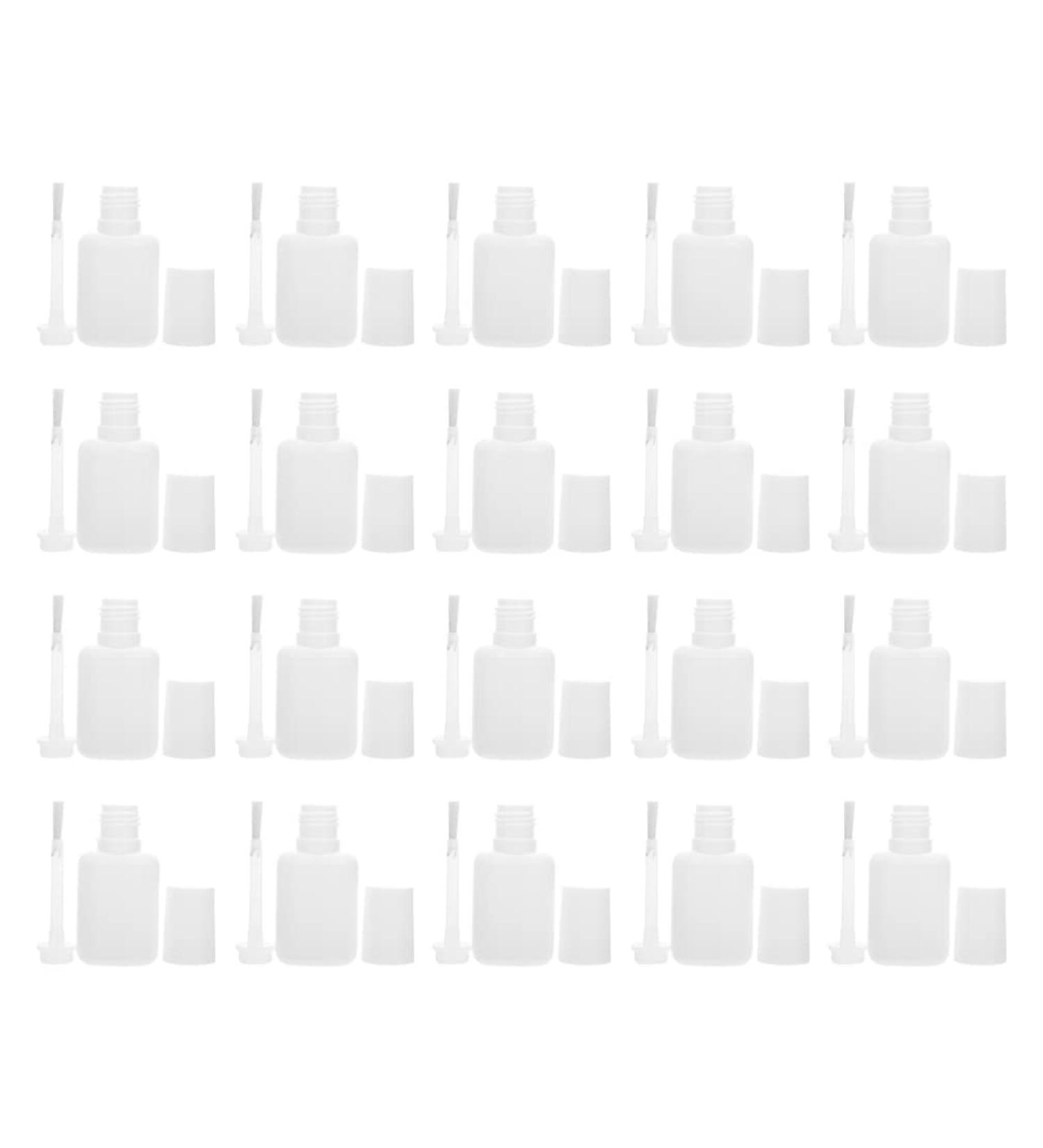 Shop Lurrose 20-Piece Glass Nail Polish Container Set | 10ml Empty Glue Bottles with Brushes - Perfect for Nail Art & Refills - Buy Online on GoSupps.com