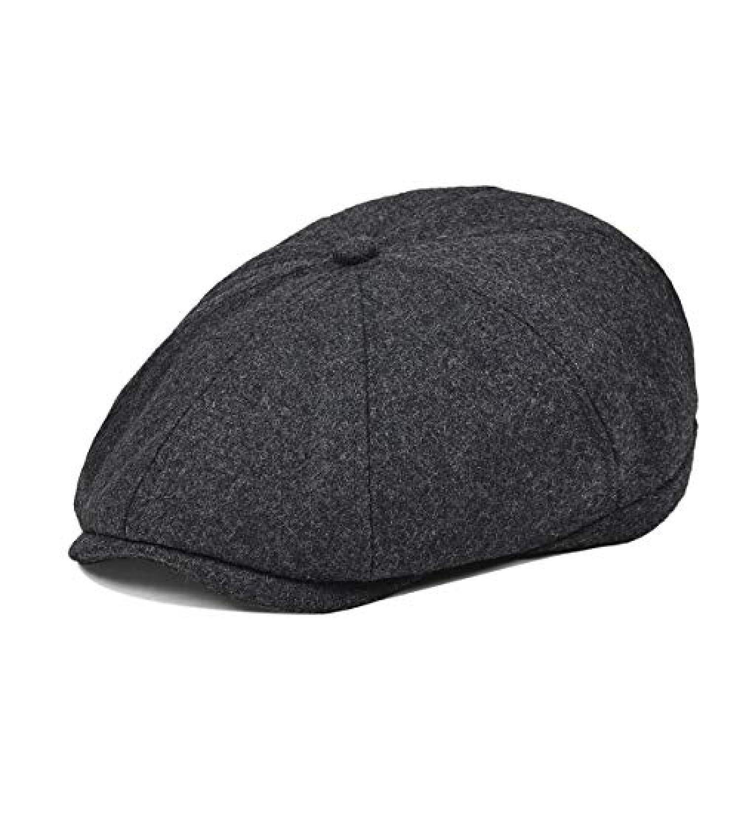 VOBOOM Men's Wool Blend Newsboy Cap - Grey Herringbone Cabbie Flat Cap - Buy Online on GoSupps.com