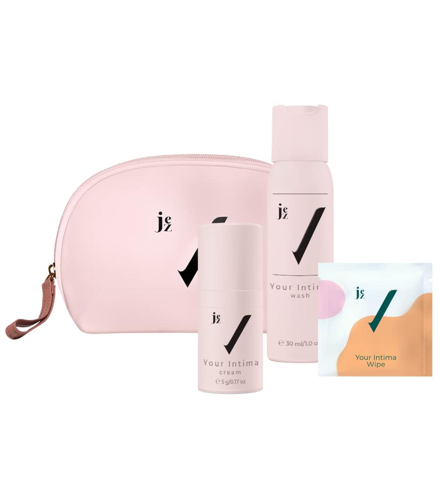 Jez V Intima Travel Kit - Intimate Skin Care pH Balance Deodorant Cream Daily Wash & Wipes - Perfect for Global Shipping - Buy Online on GoSupps.com