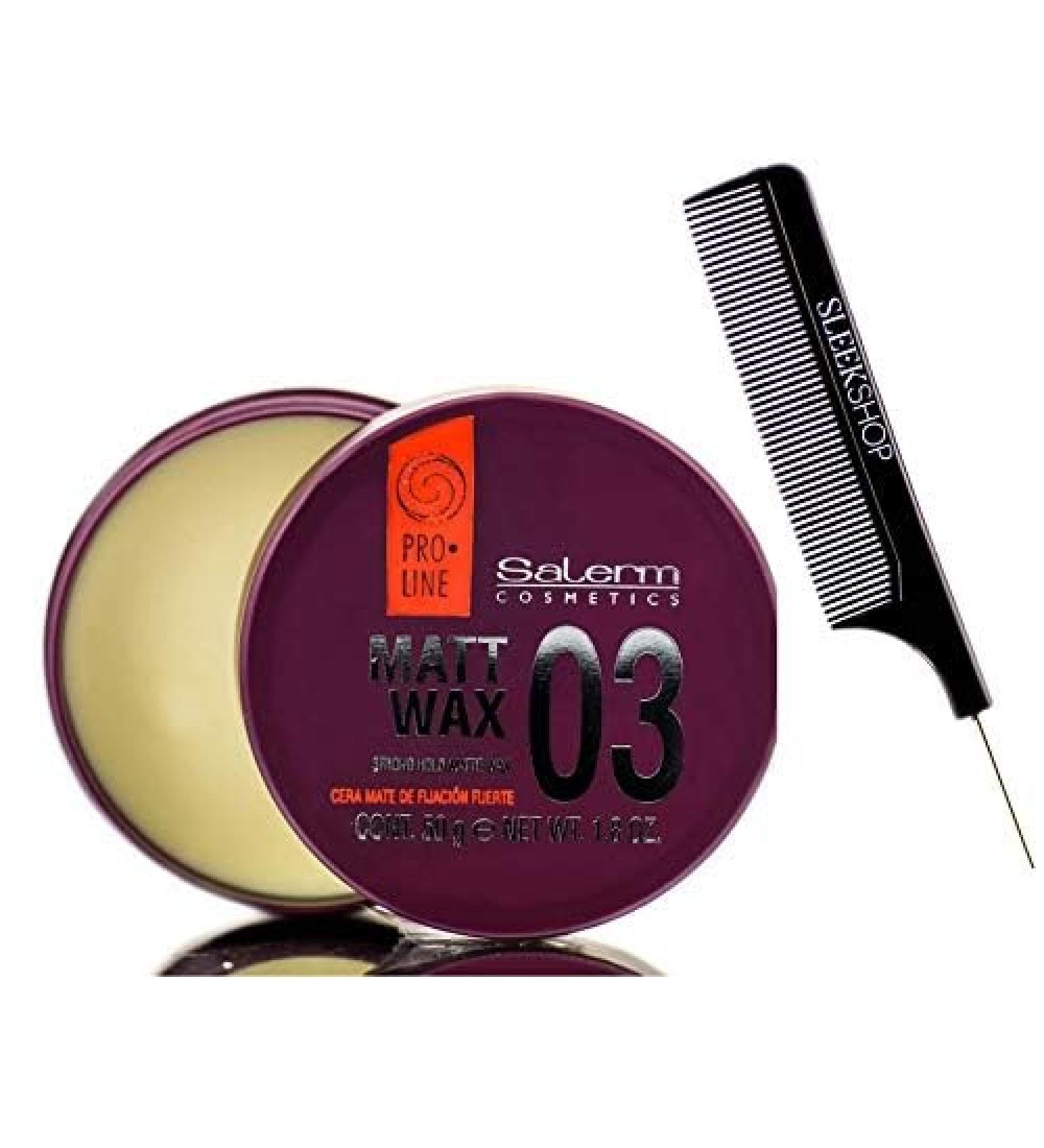 vask Cosmetics 03 Matt Wax Strong Hold (w/Steel Pin Tail Comb) Matte Hair Wax Paste Clay Gel (1.8 oz / 50 g size)