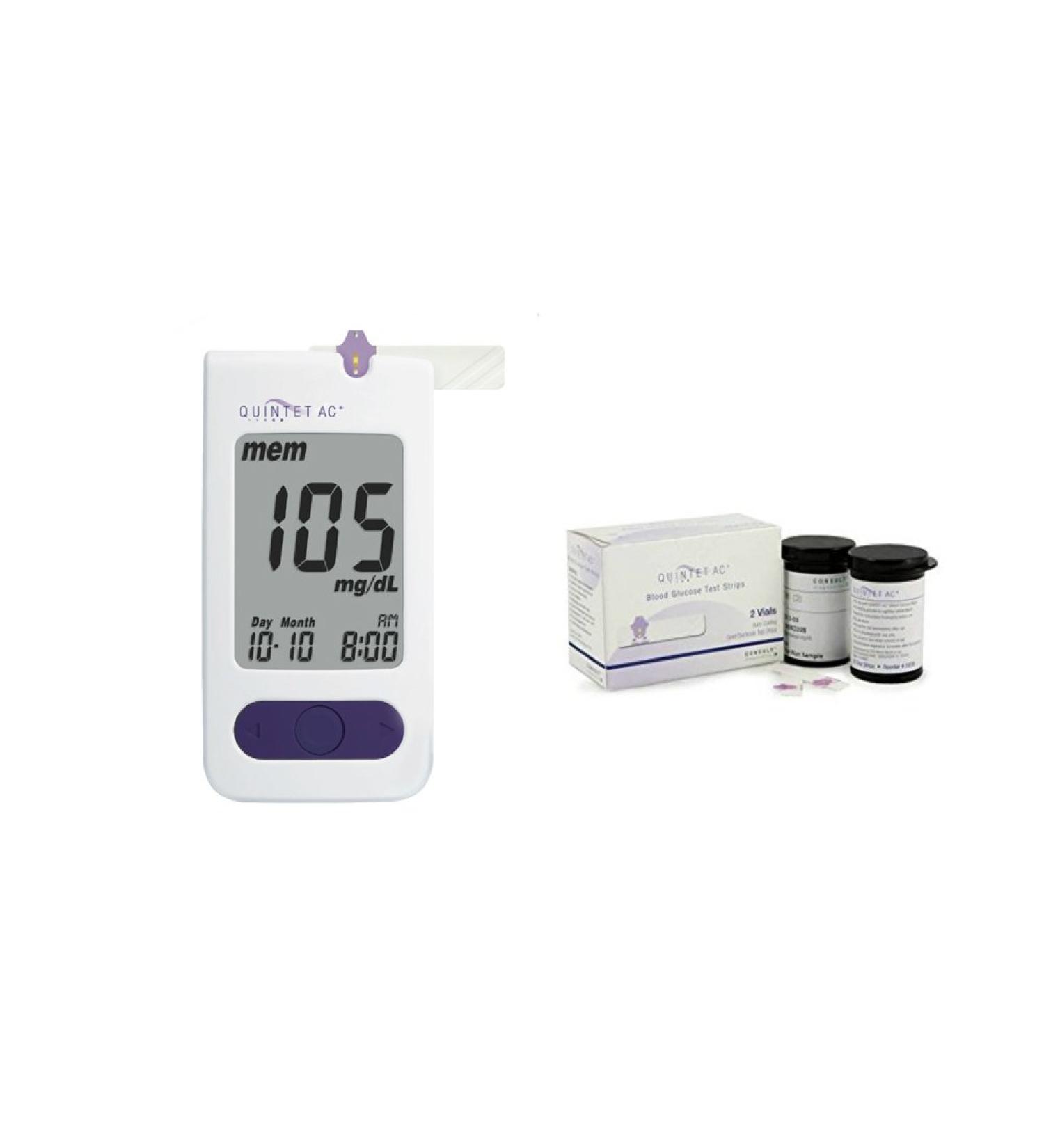 Quintet AC Blood Glucose Meter Kit + 50 Quintet AC Blood Glucose Test Strips (Bundle)