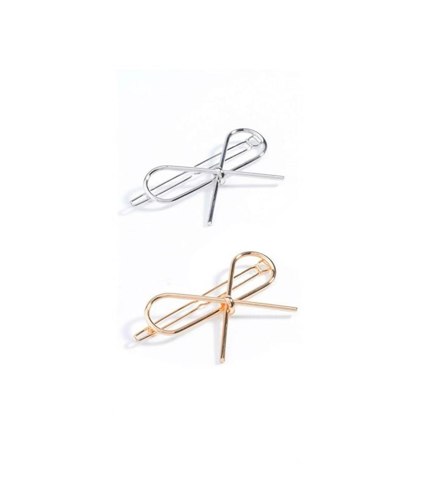 AKOAK Metal Bow Hair Clip Set - Gold and Silver Bobby Pins for Women and Girls - Buy Online on GoSupps.com