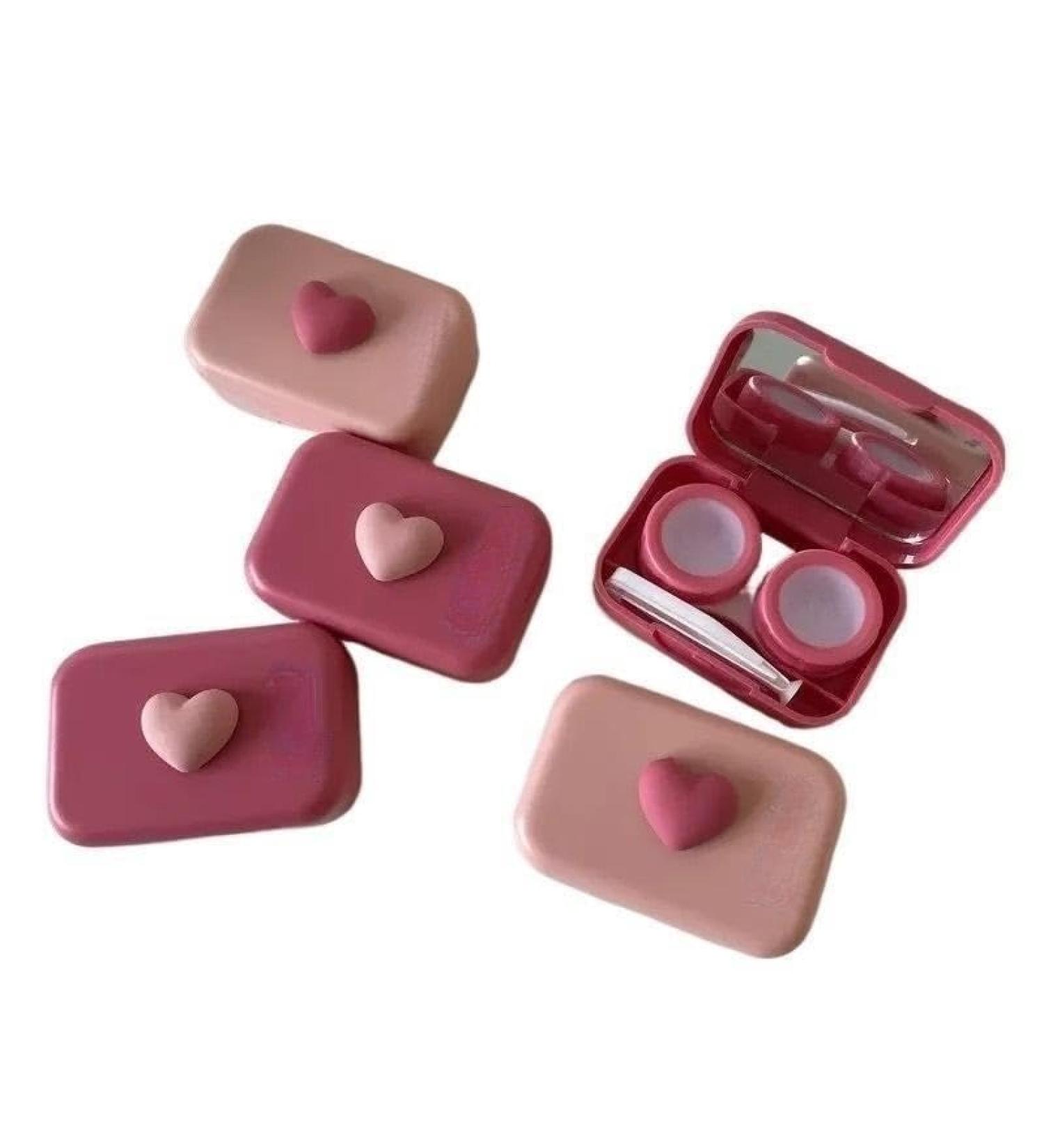 Buy KCHYCV Pink Smooth Candy Tweezer Contact Lens Container - Portable & Stylish Travel Case for Women - Buy Online on GoSupps.com