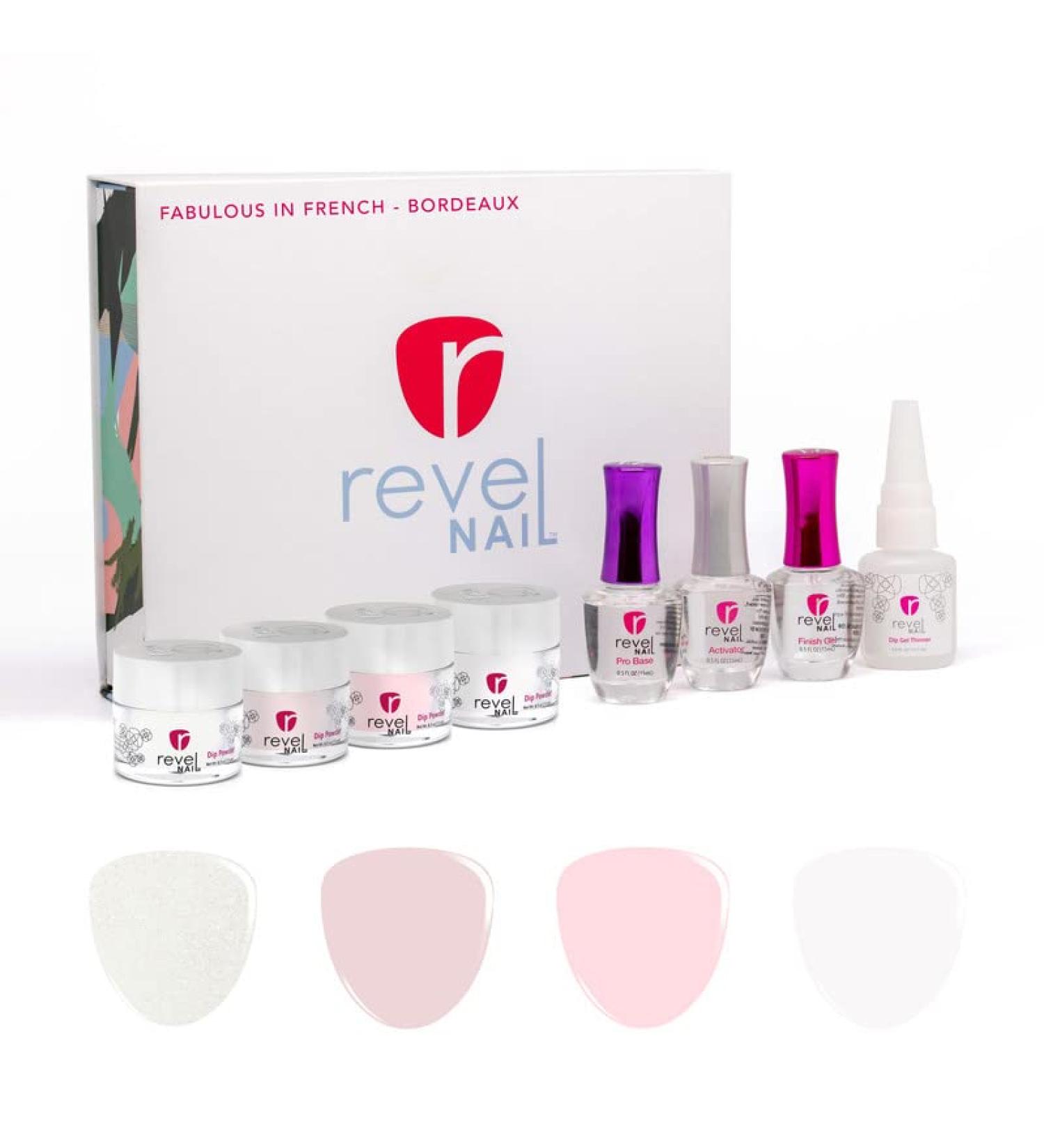 Revel Nail Dip Powder Starter Kit - 4-Color Made in USA | Non-Toxic & Odor-Free Nail Polish Alternative | Crack & Chip Resistant - Fabulous in French Bordeaux - Buy Online on GoSupps.com
