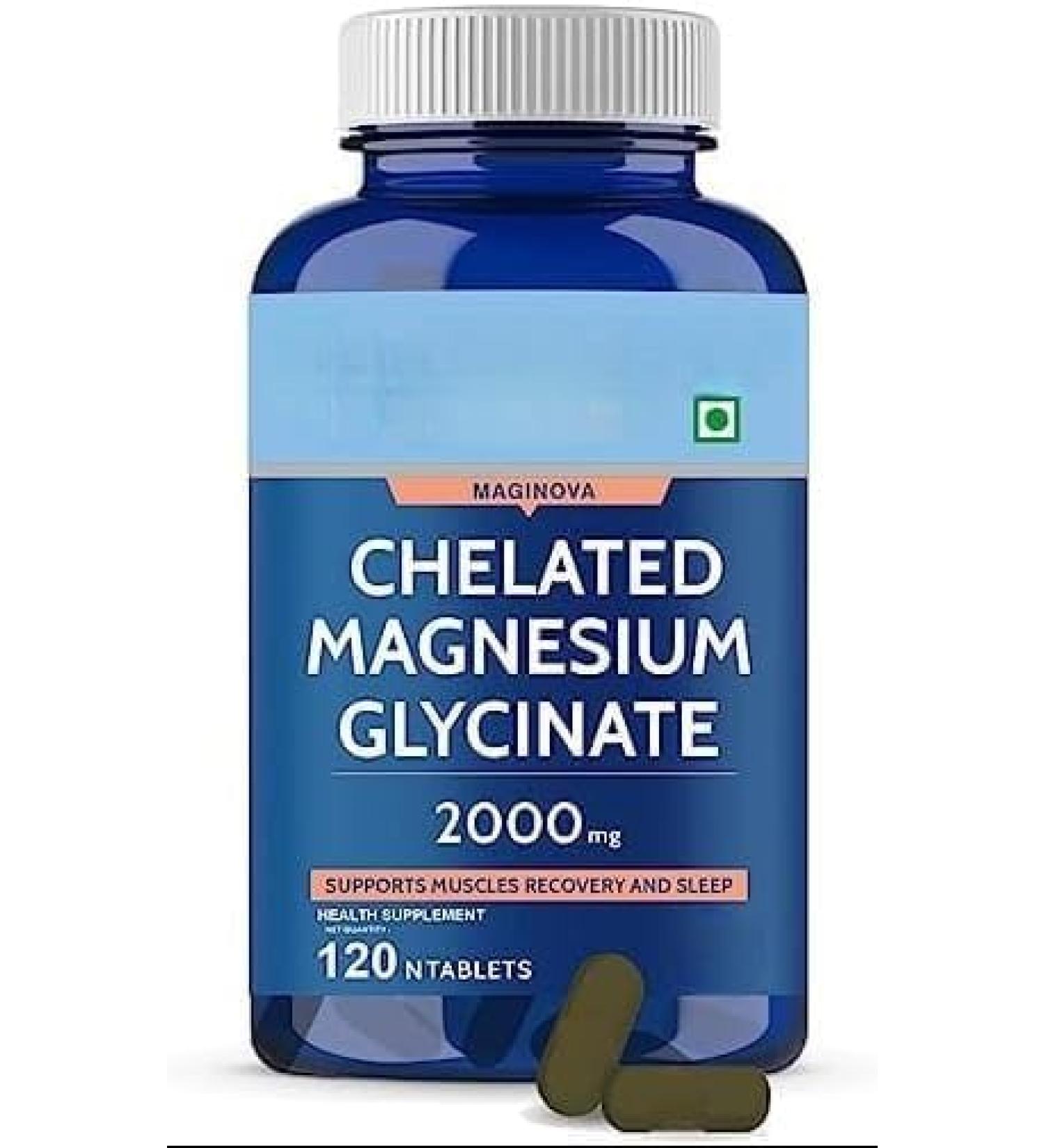 Generic Magnesium Glycinate 2000mg Per Serving Supplement - 120 Veg Tablets - Buy Online on GoSupps.com