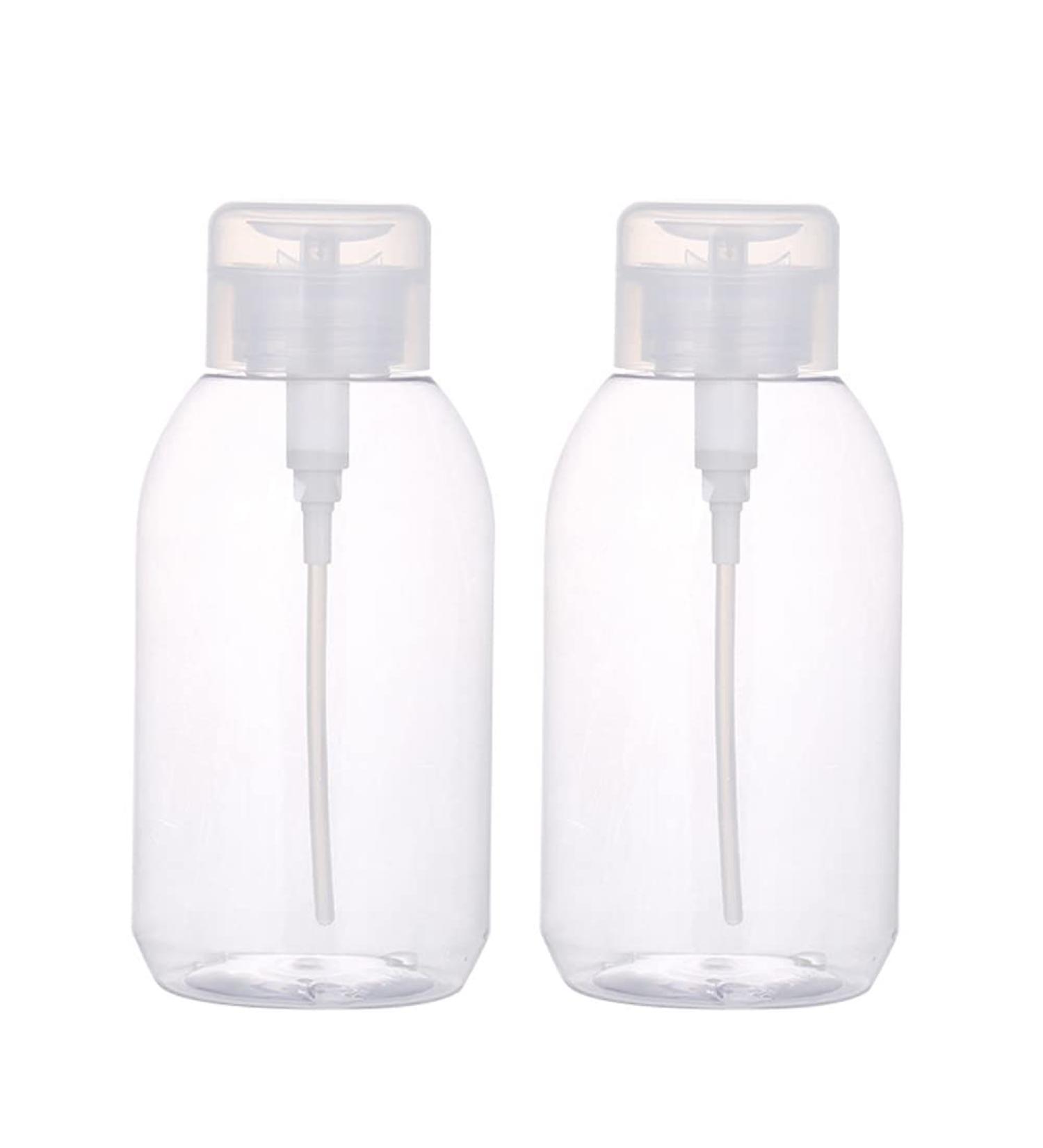 2Pcs 500ml Nail Polish Remover Pump Bottles - Empty Dispenser with Flip Top Cap for Makeup - Clear - Buy Online on GoSupps.com