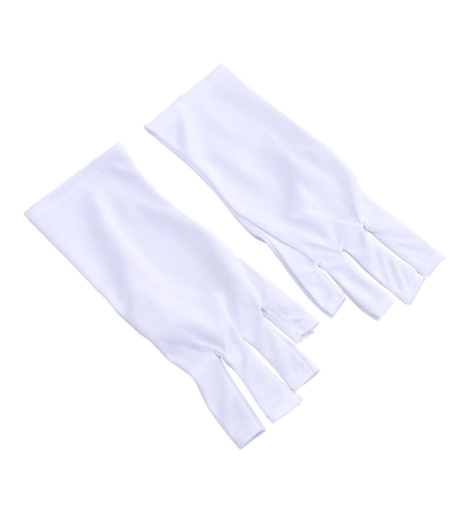 DRESSOOS 1 Pair Half-Finger Gloves Anti Uv Glove Cotton Glove Silicone Ear Display Nail Uv Shield Glove Chinese Wooden Pillow White Manicure - Buy Online on GoSupps.com