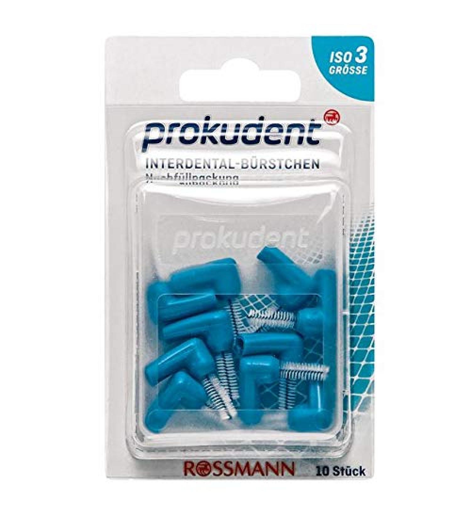 Prokudent interdental brush refill pack ISO 3 1 x 10 pieces for the daily cleaning of the interdental spaces plastic coatantelter wire for particularly gentle cleaning