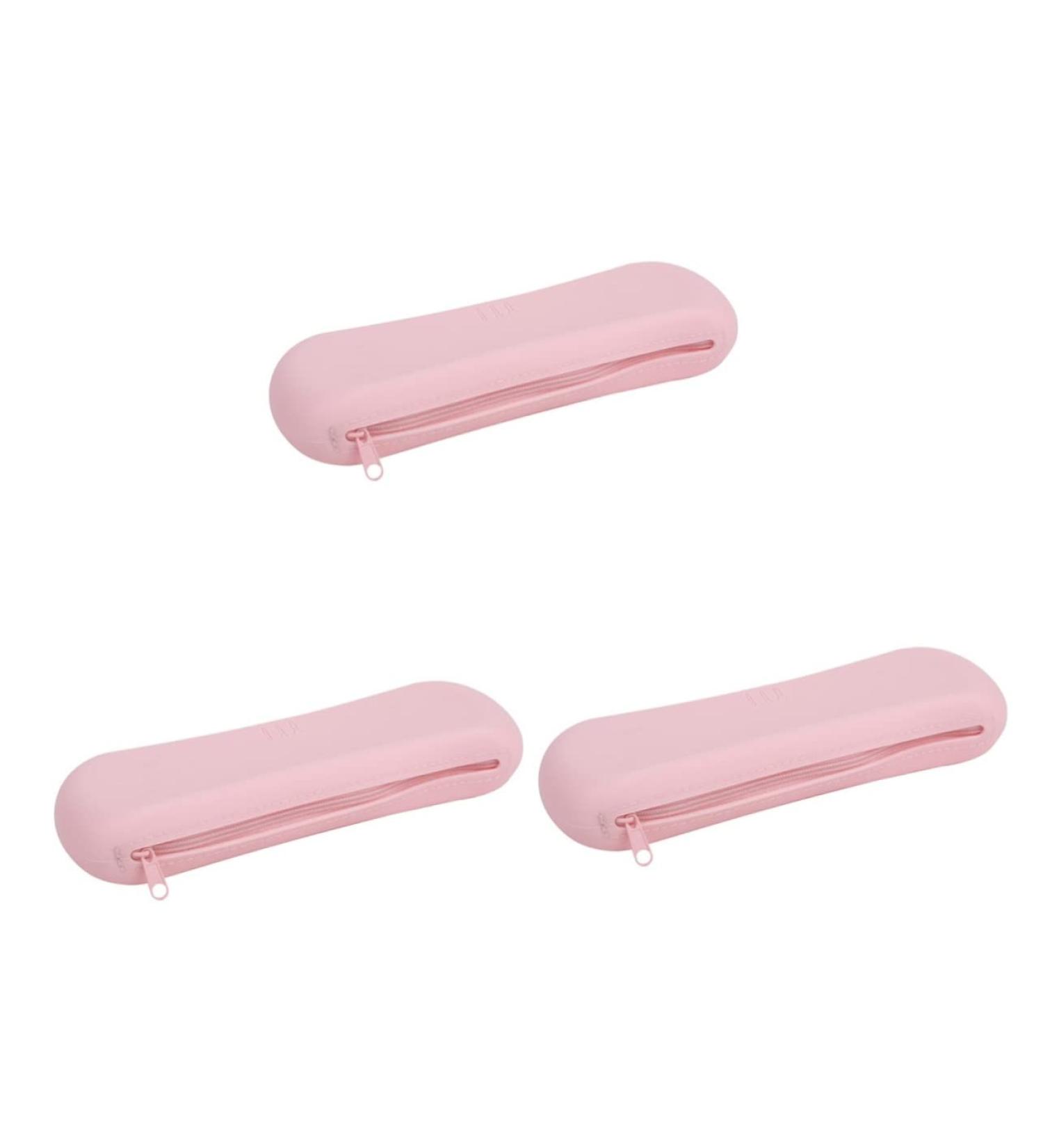 FRCOLOR 3pcs Silicone Makeup Brush Storage Bag - Travel Cosmetic Brush Pouch - Pink & Durable - Buy Online on GoSupps.com