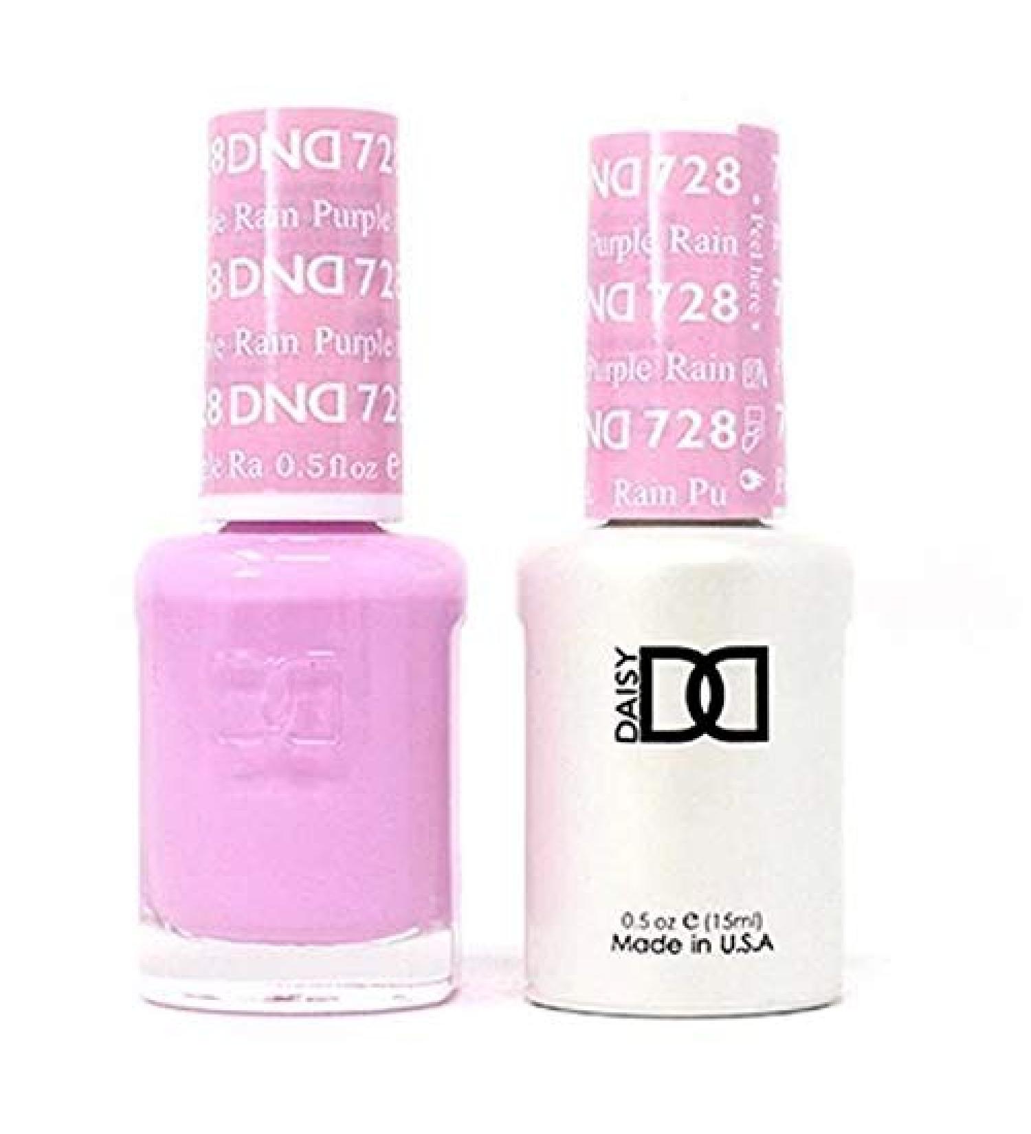 DND Duo 100% Pure Soak Off Gel - All in One - Nail Lacquer and Gel Polish 0.5Oz / 15ml each - (728 - Purple Rain)
