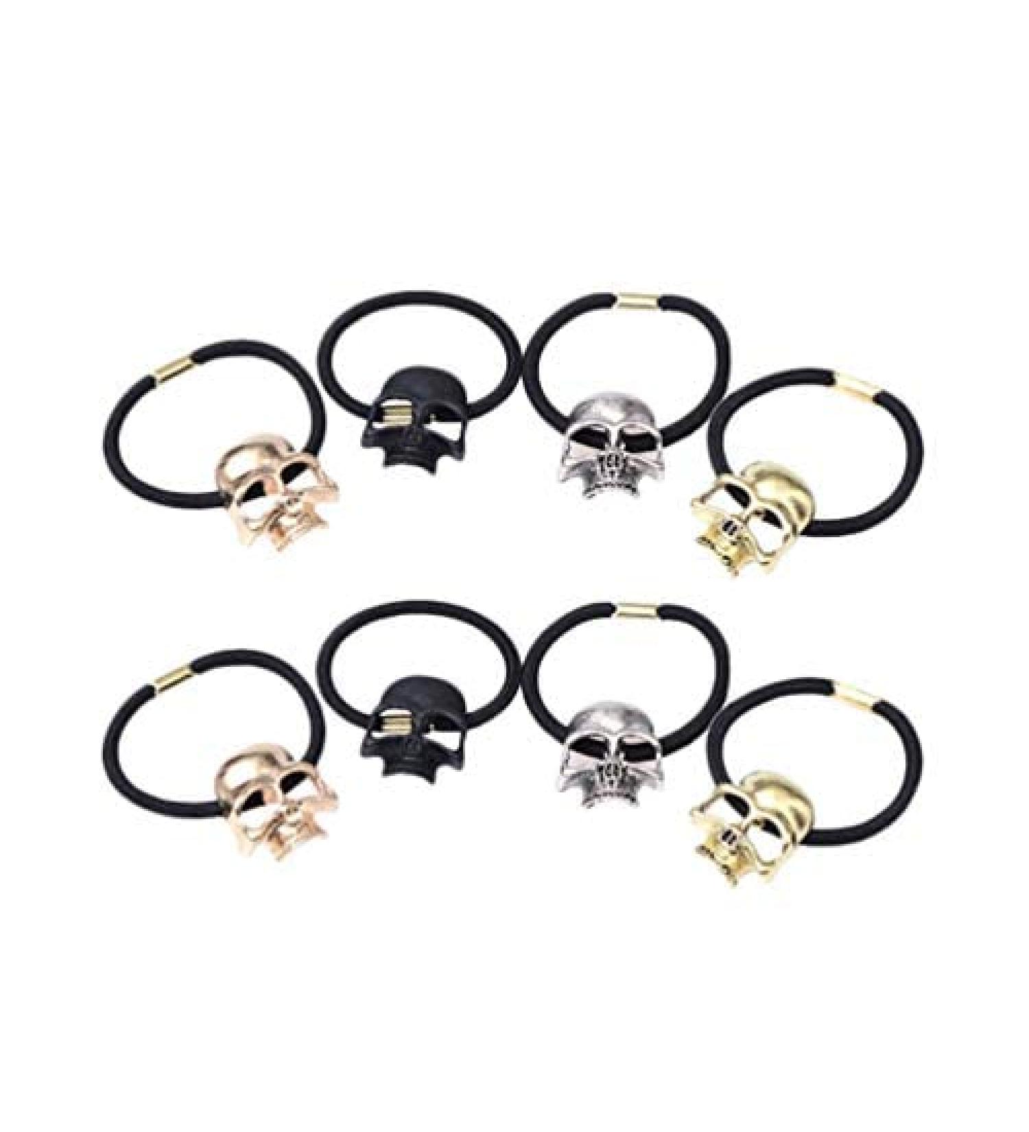 Lurrose 8pcs Skull Hair Ties - Halloween Punk Alloy Ponytail Holders for Women Girls - Buy Online on GoSupps.com