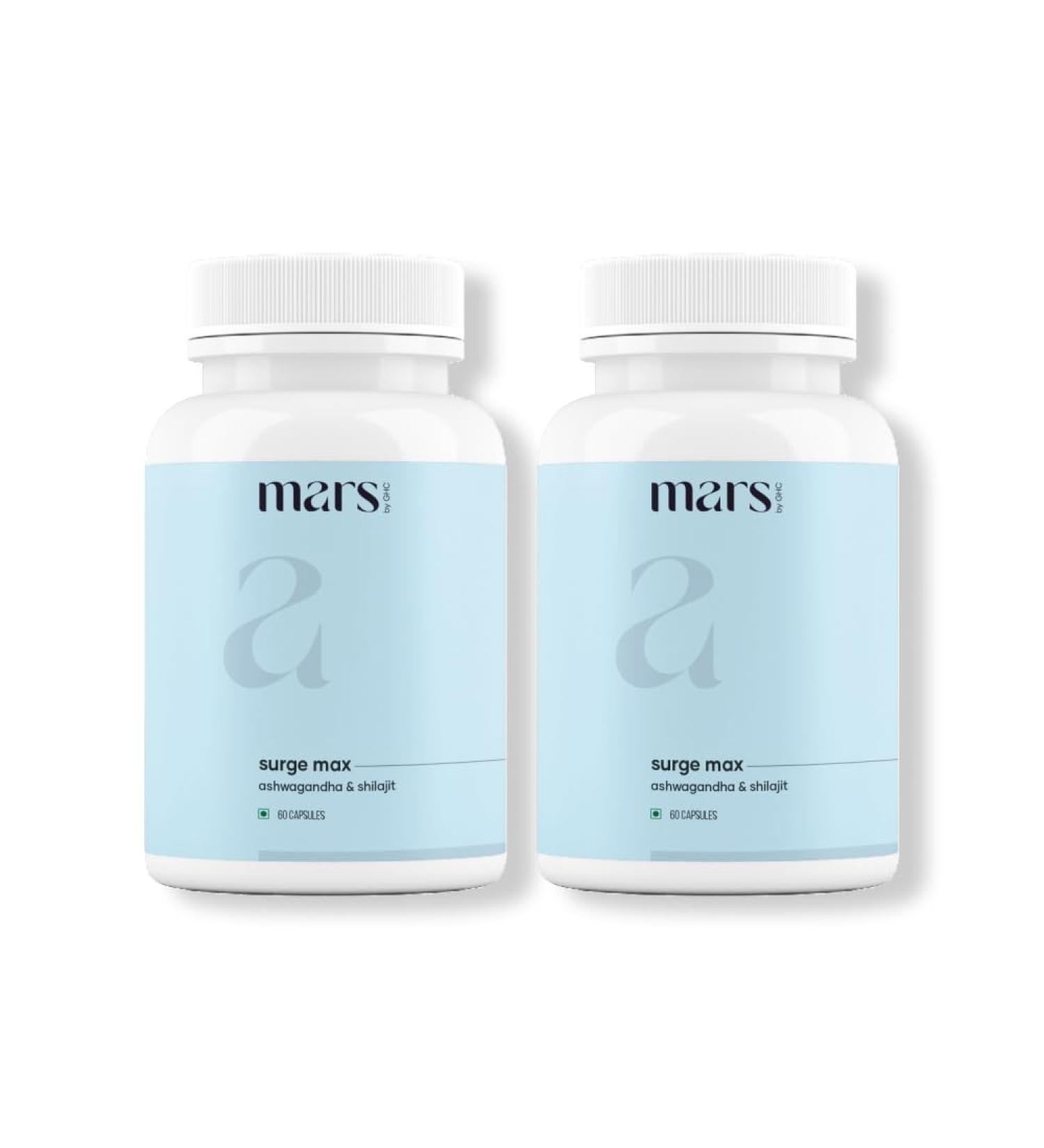 mars by GHC Surgemax Natural Capsules with Shilajit & Safed Musli | Supports Energy, Strength & Immunity | for Active Lifestyle | 120 Capsules | Pack of 2 60 Count (Pack of 2) - Buy Online on GoSupps.com