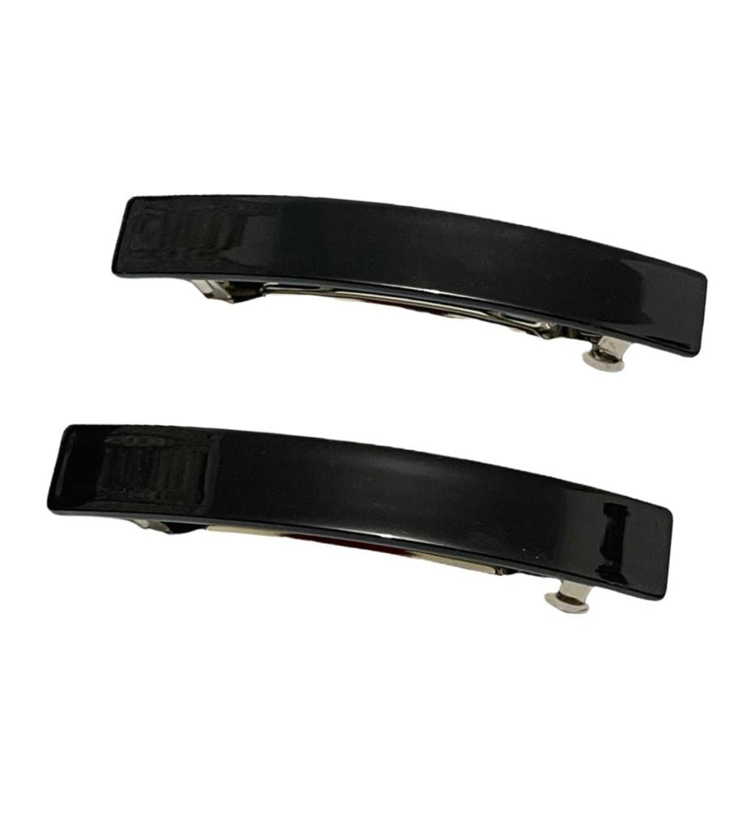 French Design Large Rectangular Hair Barrette Clip Pins - 2pcs Black 8CM - Buy Online on GoSupps.com