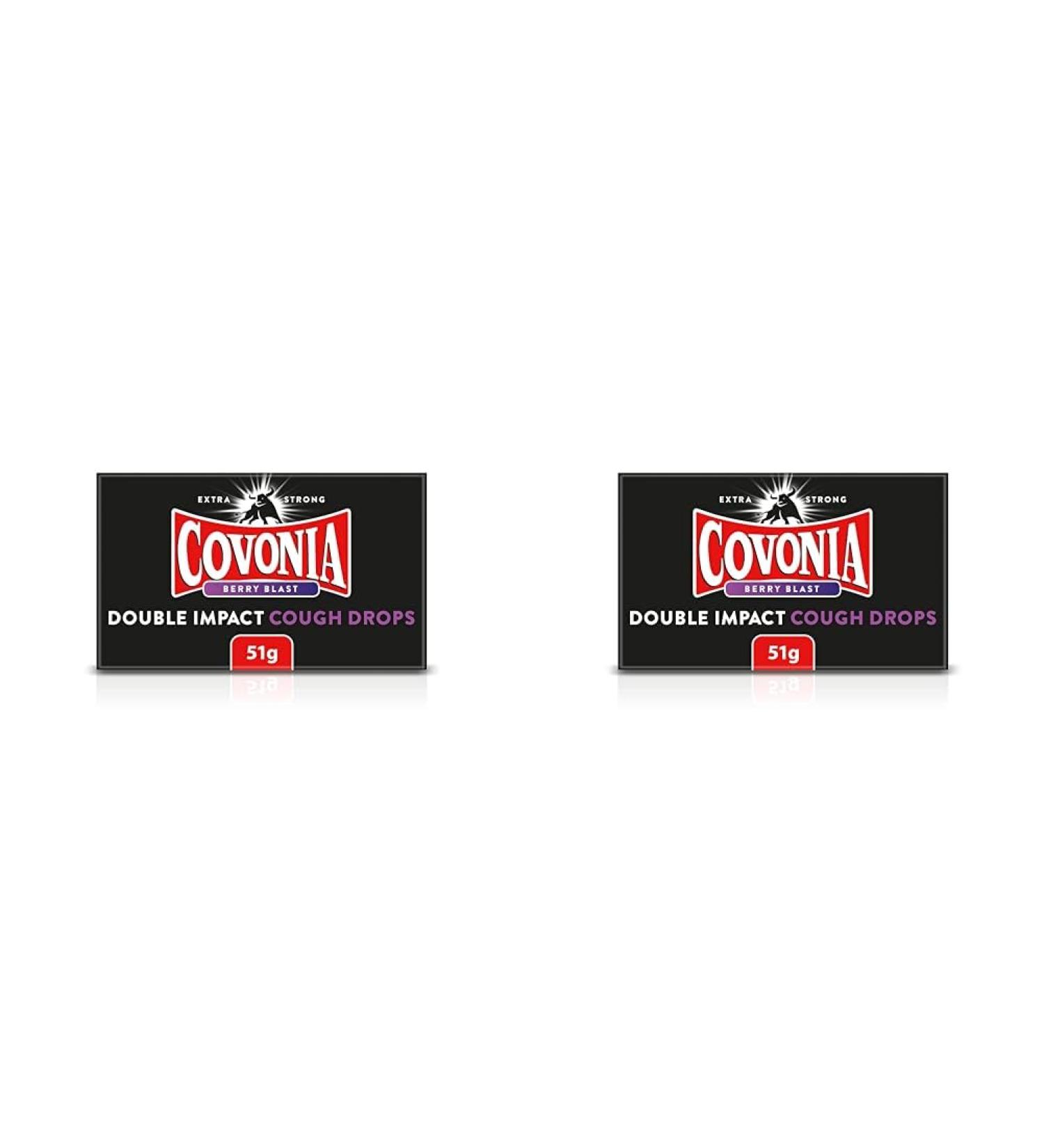 Covonia Double Impact Cough Drops Berry Blast 51g Extra Strong Warming Flavour and Menthol Vapour (Pack of 2) - Buy Online on GoSupps.com