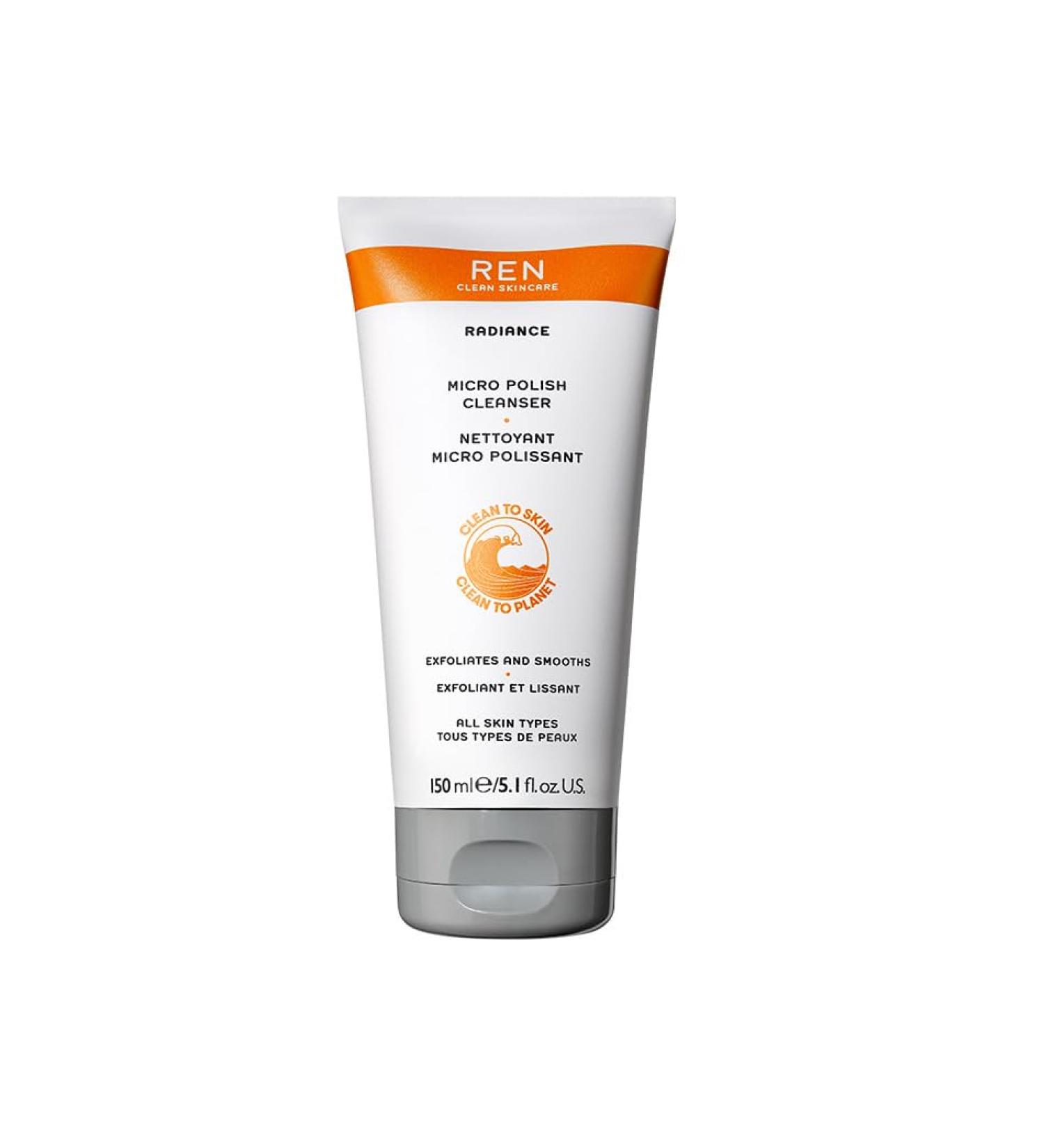 REN Clean Skincare Micro Polish Cleanser 5.1 fl oz - Gentle Exfoliating Face Wash with Glycolic Acid and Amber Beads for Skin Brightening - Buy Online on GoSupps.com