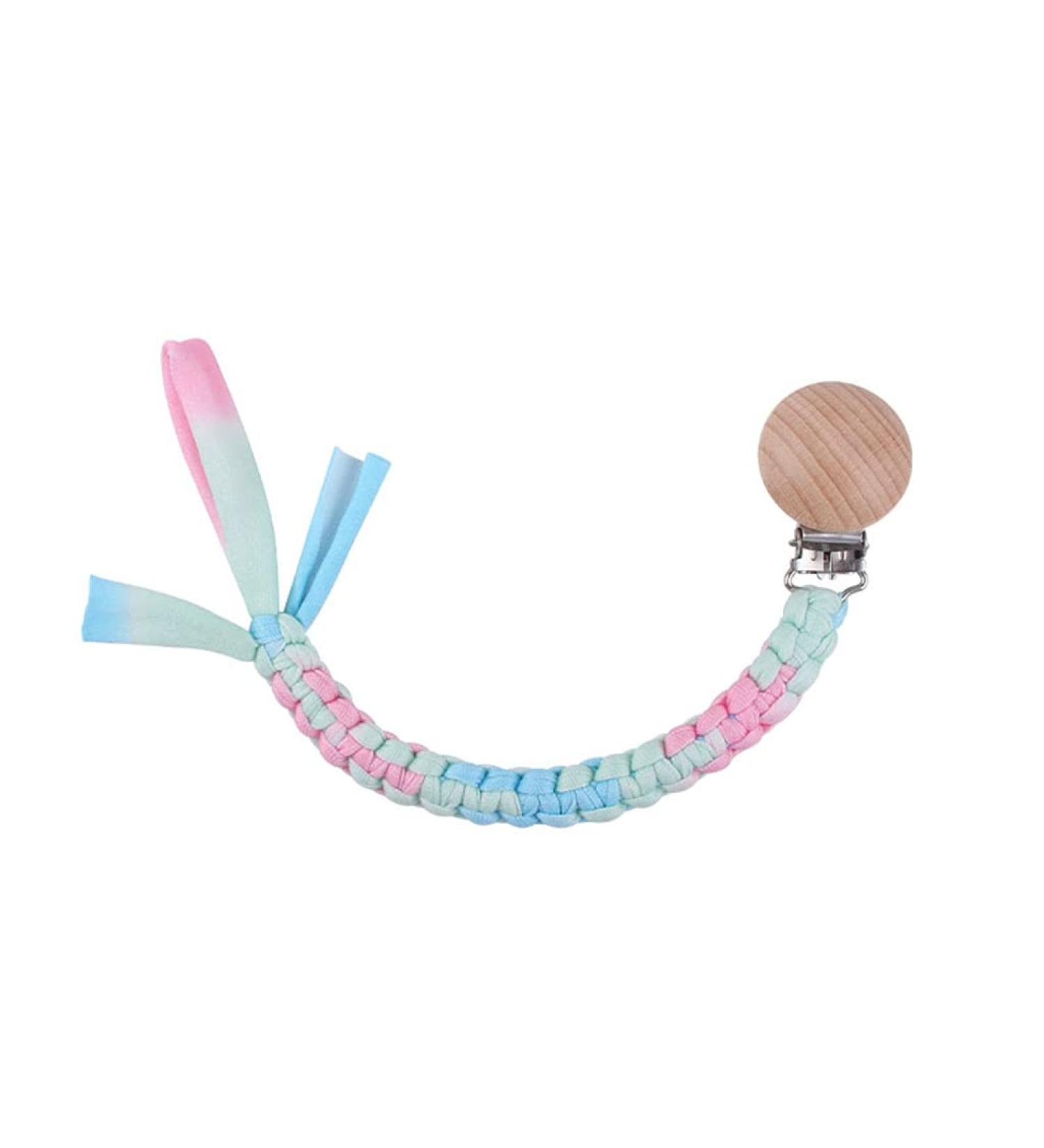 Tian-K Handmade Beech Wood Pacifier Chain Clip - Eco-Friendly Cotton Woven Baby Dummy Leash - Buy Online on GoSupps.com