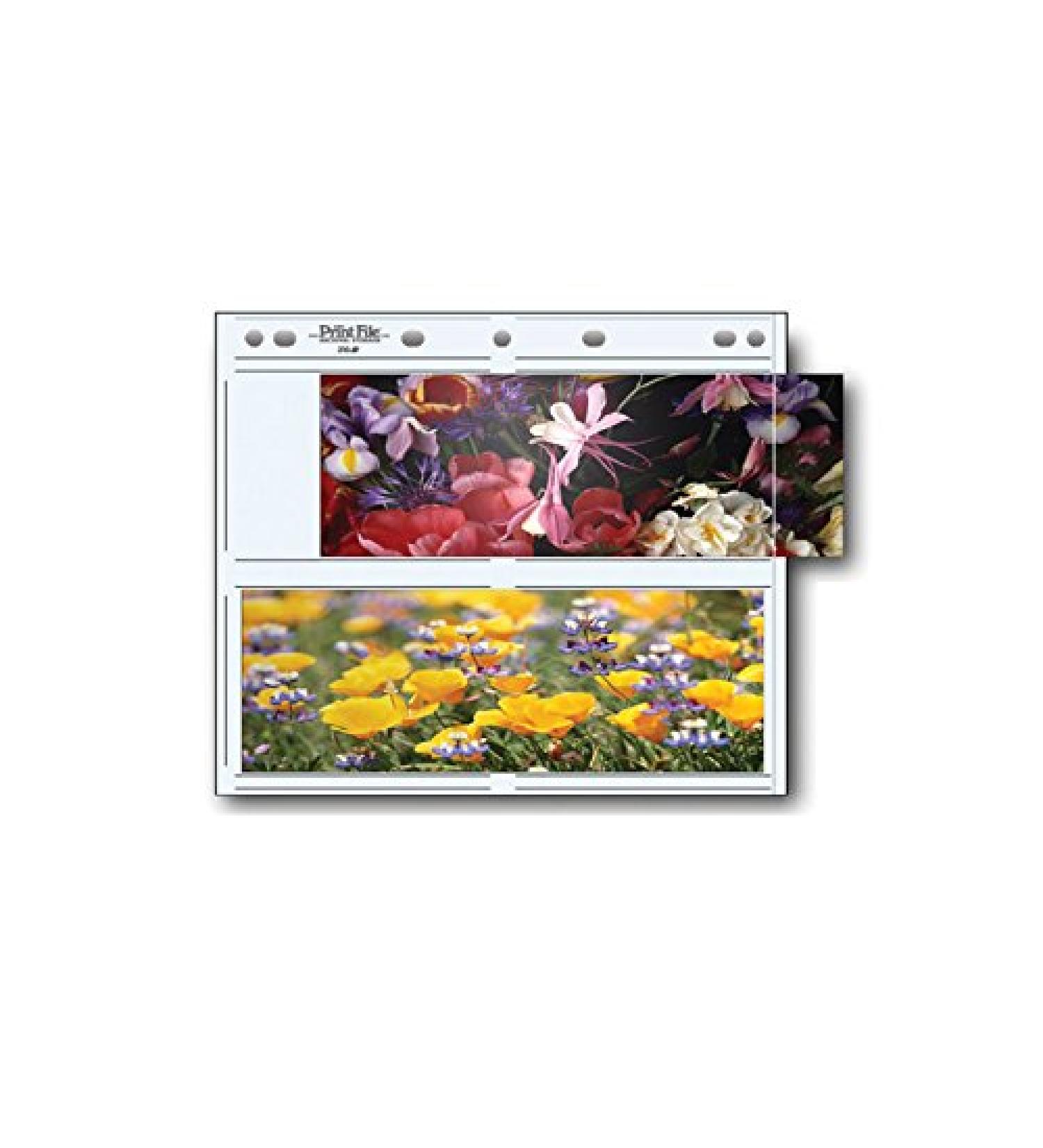 Print File Photo Pages Holds Four 3.5x10" Panorama Prints, Pack of 25