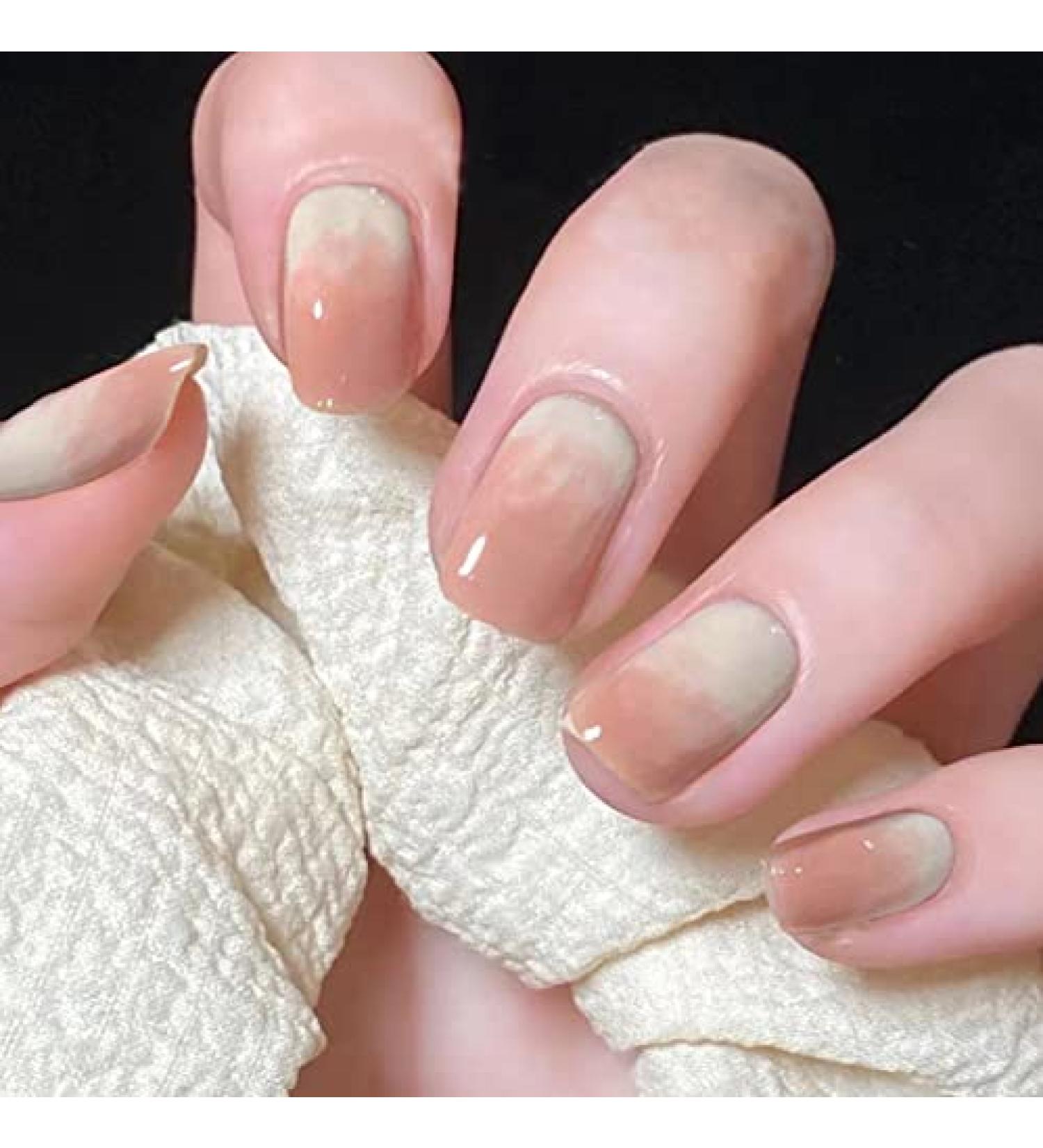 Brishow Short Artificial Nails - Natural Gradient Press-On Acrylics | 24 Pieces for Women & Girls - Buy Online on GoSupps.com