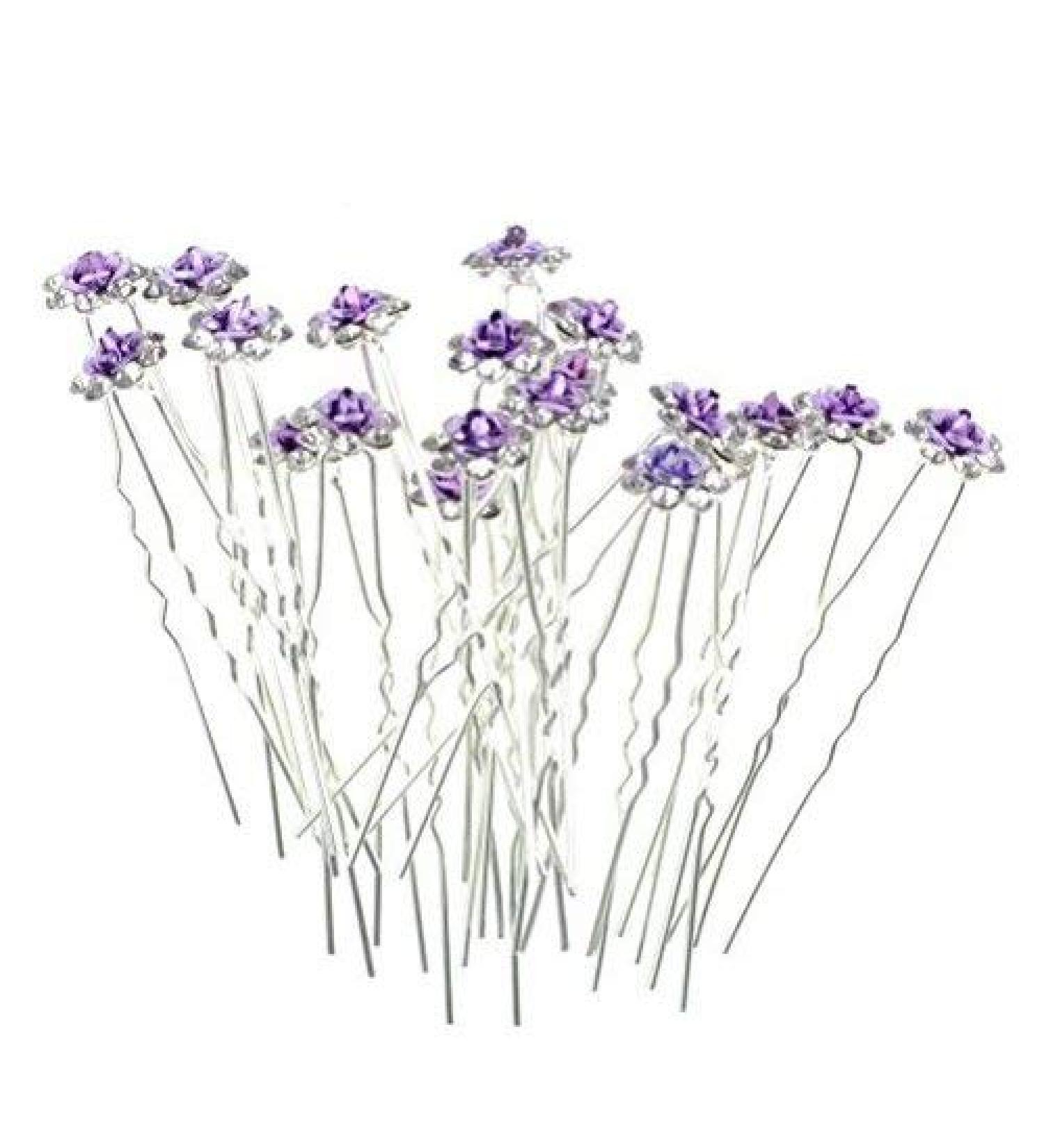 Rbenxia 20 Pcs Rhinestone Hair Pins 2.4 Inches - Purple Wedding Bridal Prom Clips - Buy Online on GoSupps.com