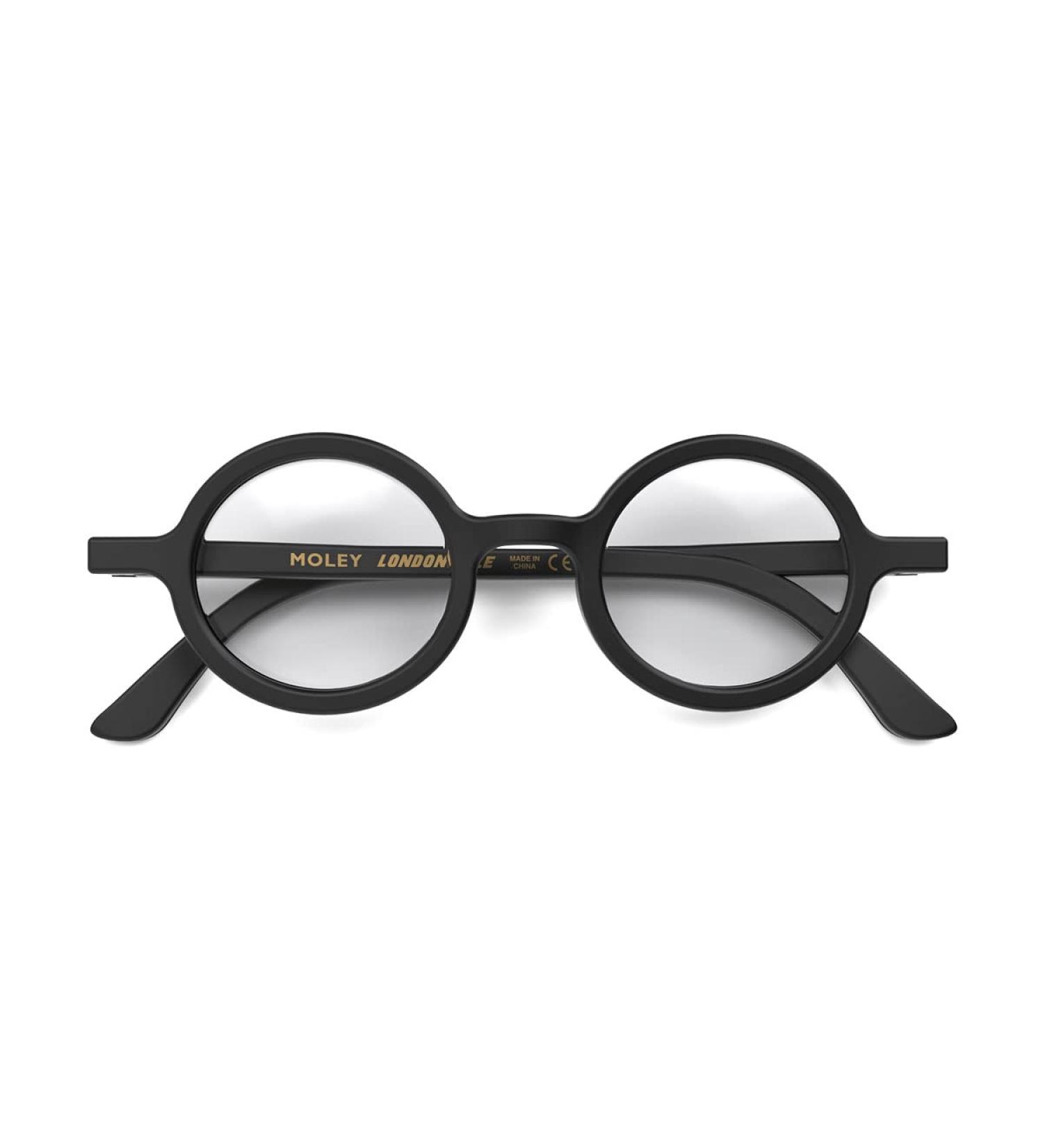LONDON MOLE Round Reading Glasses 3.0x | Stylish Men's Women's Unisex Readers | Matt Black Frames with Spring Hinges - Buy Online on GoSupps.com
