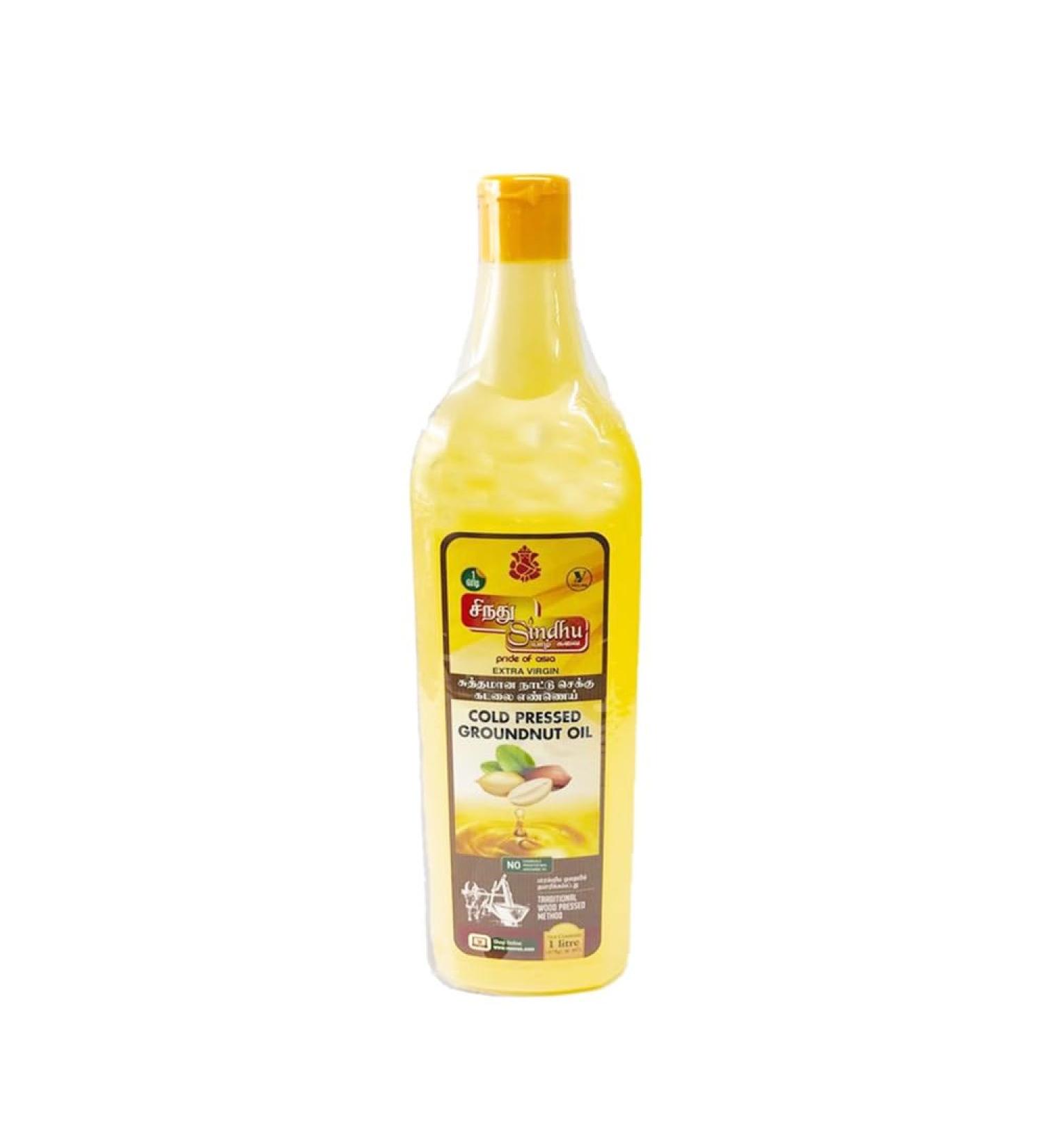 Sindhu Groundnut Oil 1L | Cold Pressed Groundnut Oil | Groundnut Seed Oil | Cooking Oil For Nutritious and Healthy Diet |Indian Origin - Buy Online on GoSupps.com