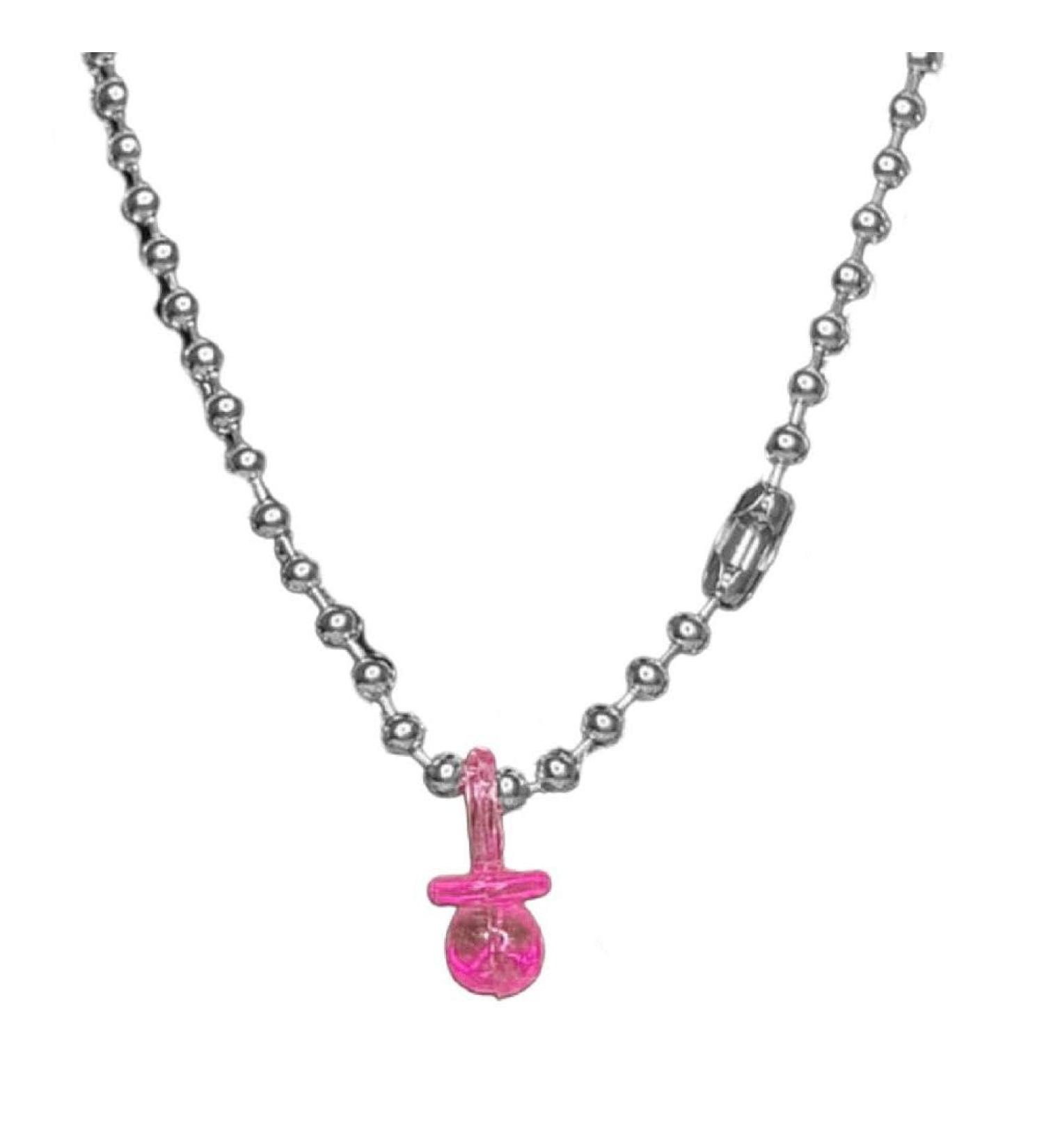 Misuvrse Funny Nipple Pendant Necklace - Choker Chain Fashion Jewelry Gift for Women - Bead Chain Baby Shower Pacifier Necklace in Rose - Buy Online on GoSupps.com