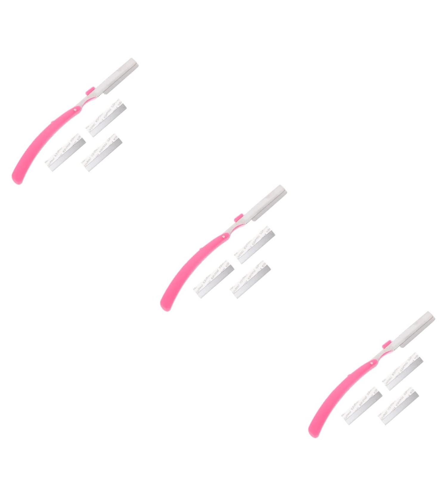 Frcolor Women's Eyebrow Trimmer Set - 3 Pack Travel Facial Shavers Safe Stainless Steel Peach-Fuzz Razors in Assorted Colors - Buy Online on GoSupps.com