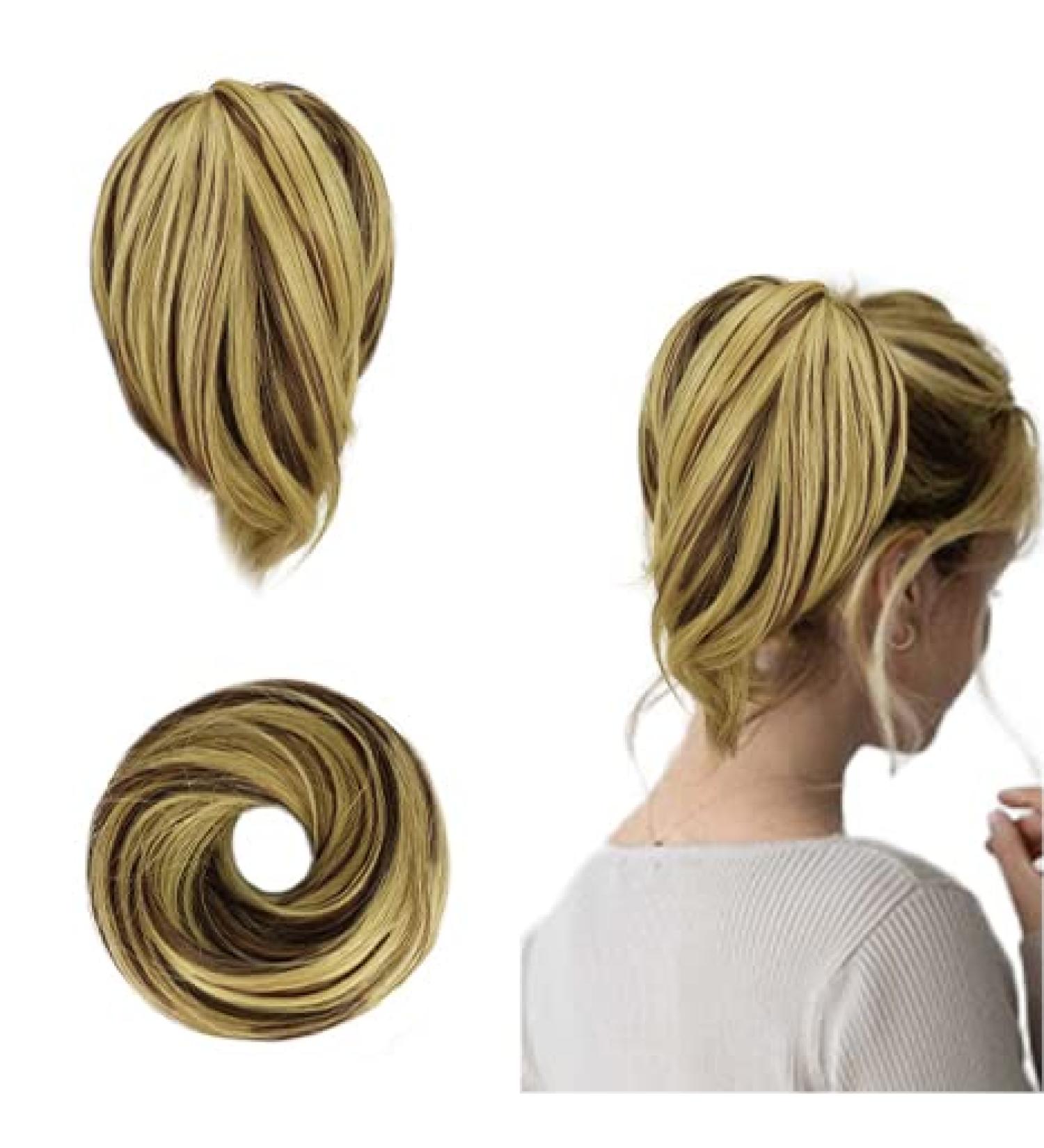 BARSDAR HAARDIAD Synthetic Hair Extensions - Short Ponytail Scrunchie in Honey Blonde & Gold Brown | Women's Hair Jewelry - Buy Online on GoSupps.com