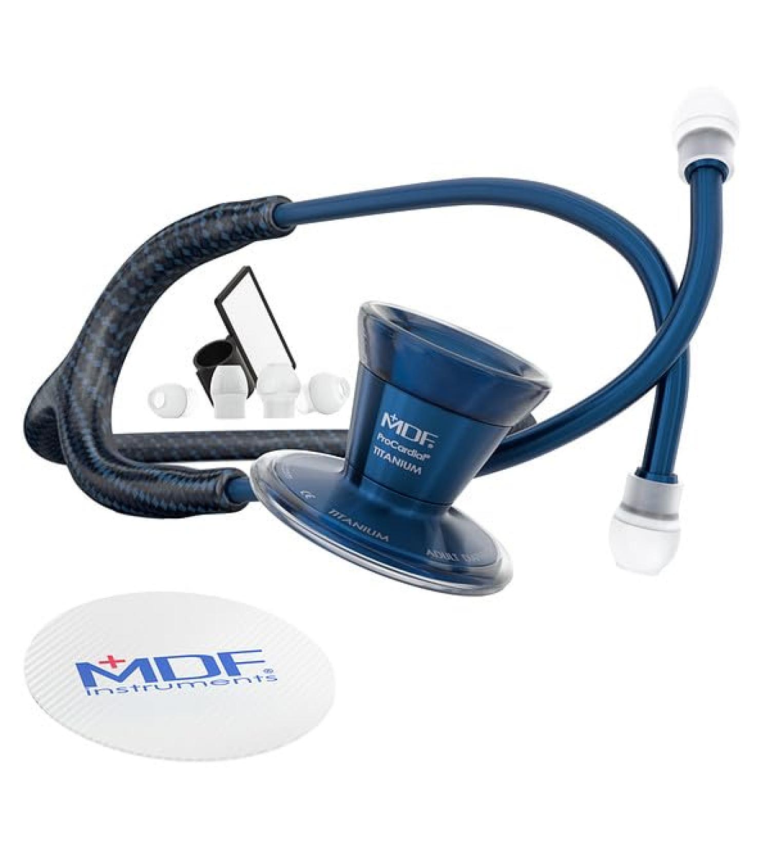 MDF Instruments Poseidon ProCardial Cardiology Stethoscope - Lightweight Titanium Dual Head Adult - Titanium Blue - MDF797TPSCD - Buy Online on GoSupps.com
